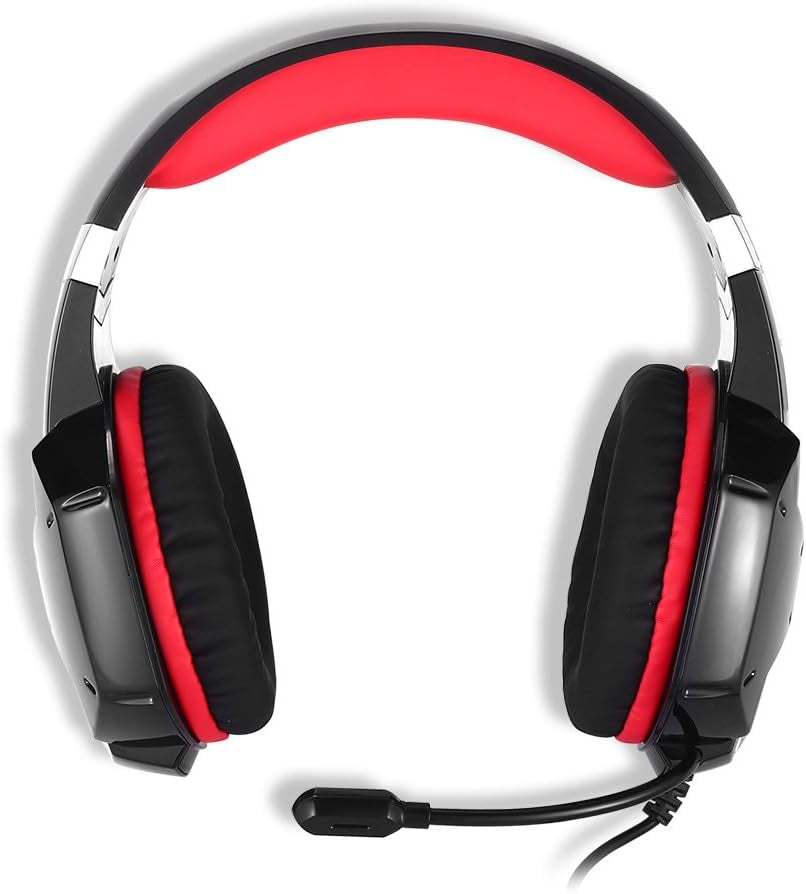 Mylooverleo Wired PC Gaming Headset over Ear Stereo Bass Headphone with Ambient Noise Reduction Mic 3.5Mm Plug Cable for PS4 PC Smart Phone (Red)  MeetLEO   