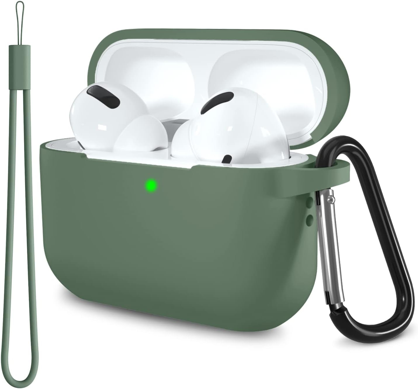 Lerobo for Airpods Pro 2Nd/1St Generation Case Cover with Keychain & Lanyard,Soft Silicone Skin Full Protective Airpod Pro Case for Apple Airpod Pro 2022/2019 Charging Case [Front LED Visible] Lilac  PJStore-US D-Olive Green  