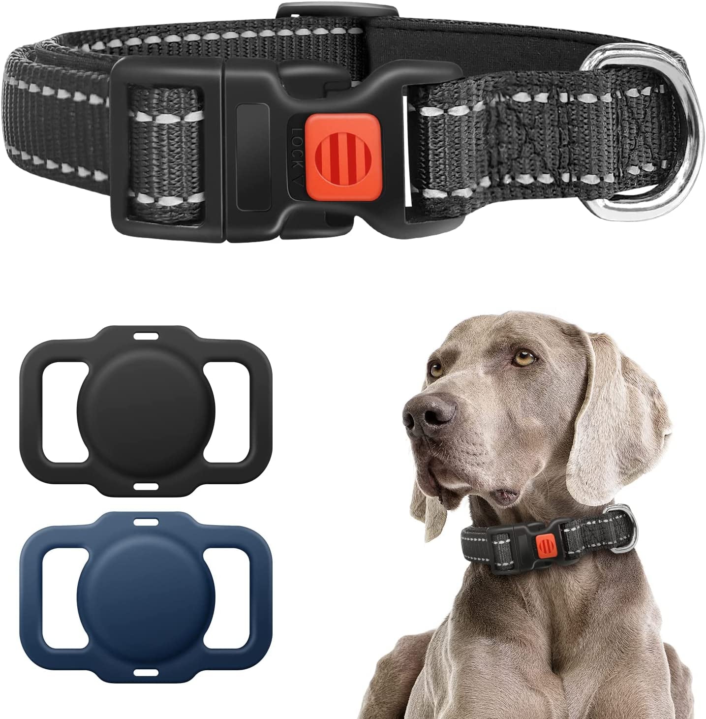 Modopet Airtag Dog Collar Holder Compatible with Apple Airtag GPS, with Adjustable Dog Collar for Small Medium Dogs, 2 Pack Airtag Protective Case  ModoPet   