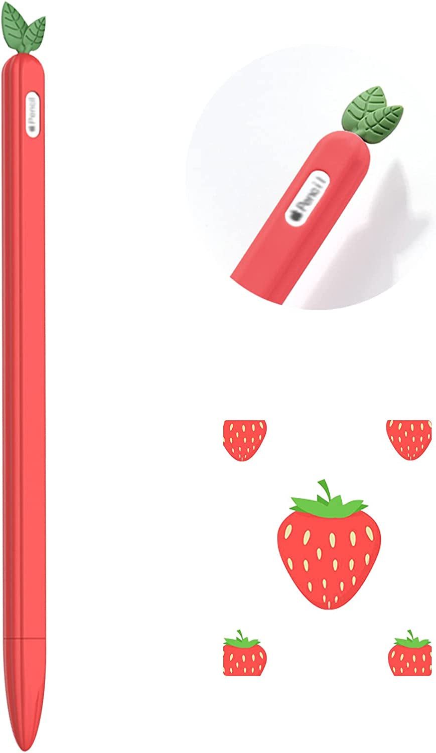 WITOP Apple Pencil 2Nd Generation Case,Ipencil Case Sleeve Cute Fruit Design Silicone Soft Protective Cover Accessories Compatible with Apple Pencil 2Nd Generation (Purple)  WITOP (Small Strawberry) Red  