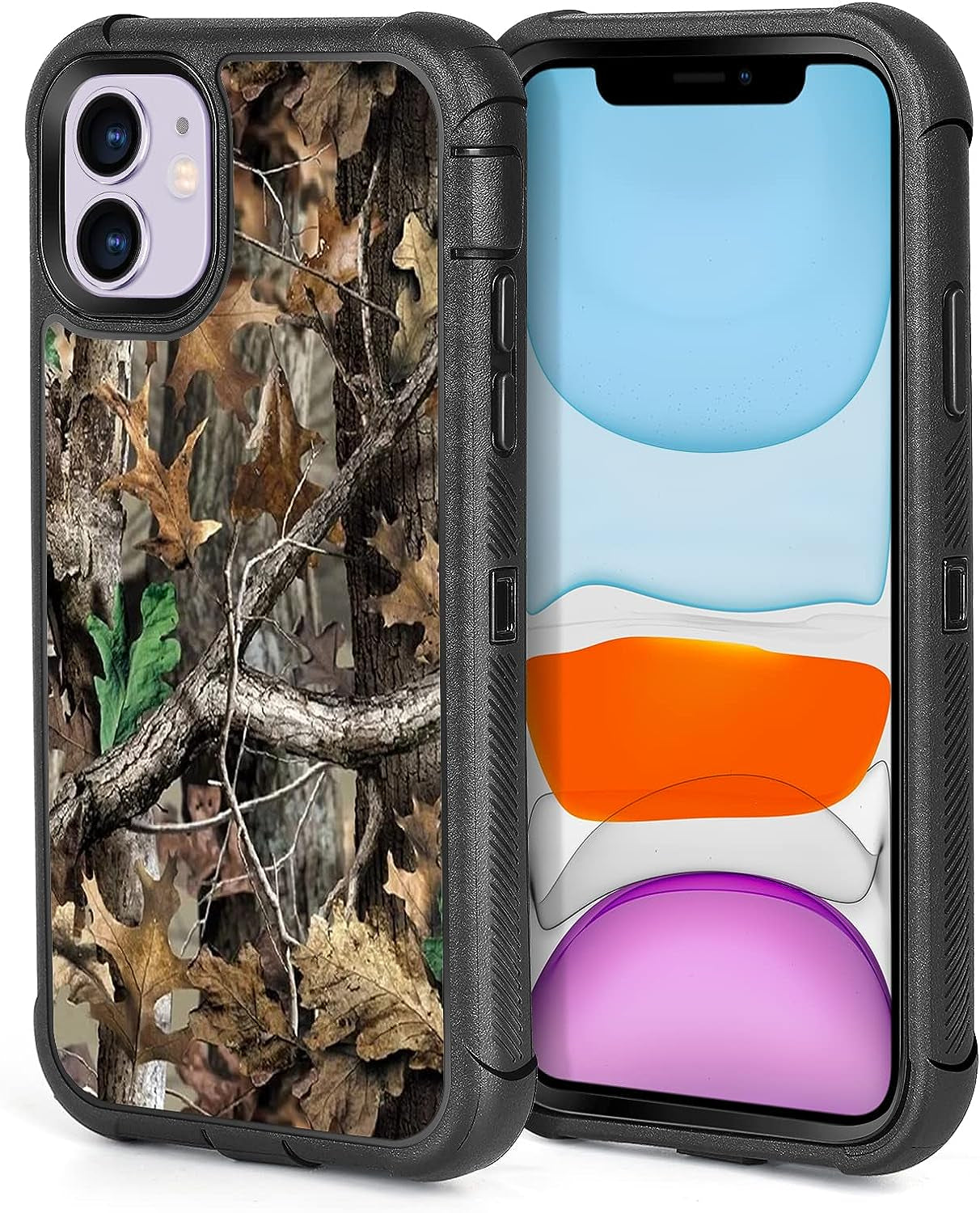 XWMHHP Compatible with Iphone 12 Case Iphone 12 Pro Case Goth Rock Skull Design for Women Girls,3-Layer Rugged Shockproof Hard Plastic Bumper +Soft Silicone Rubber Heavy Duty Case - Gothic Skeleton  XWMHHP Camo Leaf Iphone 12/12 Pro 