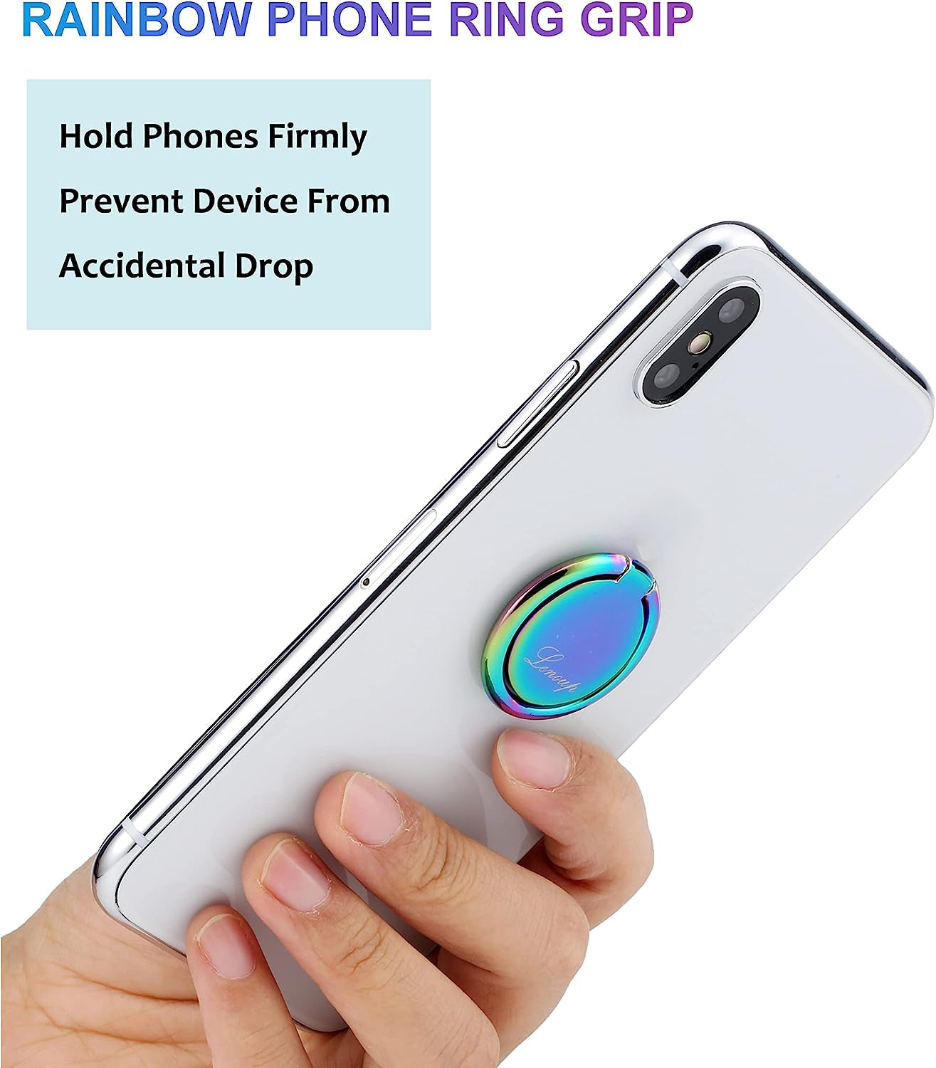 Lenoup Rainbow Cell Phone Ring Stand Holder,Blue Multicolor Ring Grip Kickstand,360 Rotation Metal Finger Ring for Almost All Phones,Pad  lenoup   
