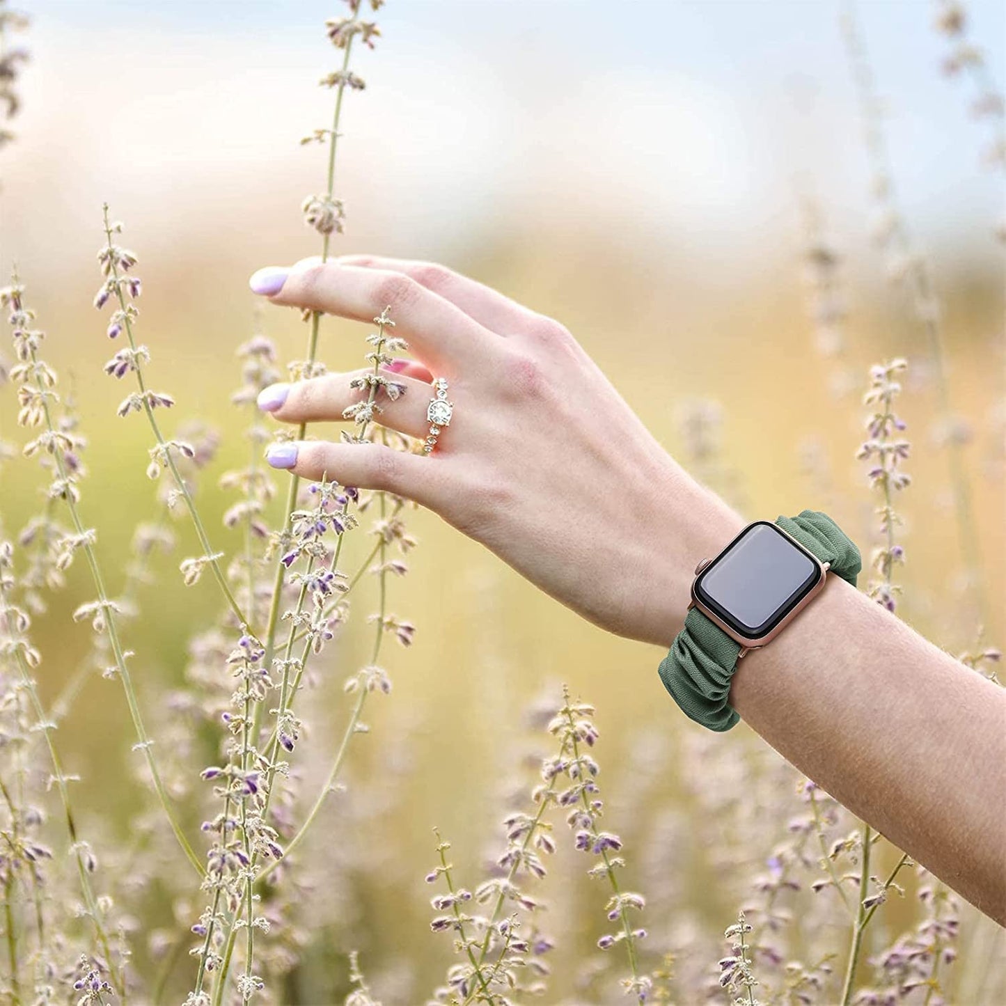 Recoppa Compatible for Scrunchie Apple Watch Band 38Mm 41Mm 42Mm 40Mm 44Mm 45Mm Cute Print Elastic Watch Bands Women Bracelet Strap for Apple Iwatch Series 7 6 5 4 3 2 1 SE(3 Pack, 38/40/41Mm-Small)  Recoppa   