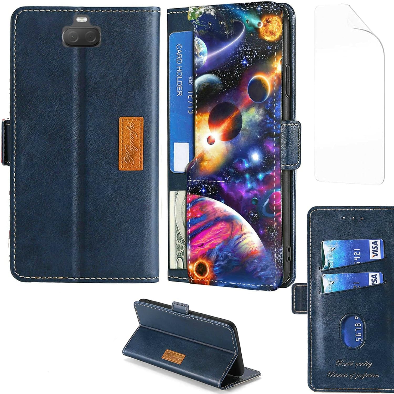 Flip Case Compatible for Sony Xperia 10 plus Case + Film Soft TPU Screen Protector Phone Case Stand Cover CPT-XQ  Aroepurt   