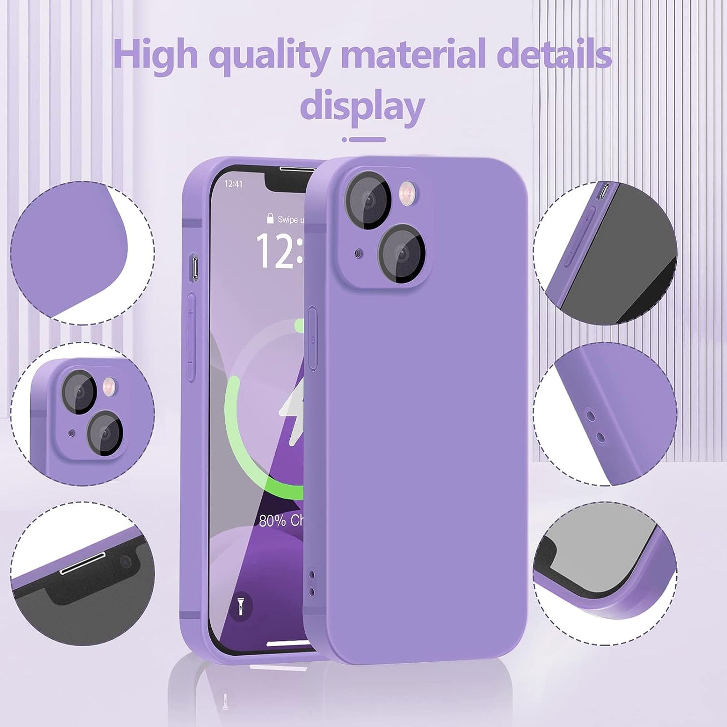 YZR Silicone Case Compatible with Iphone 13 Case (6.1 Inch 2021), with Camera Protection, Liquid Silicone Phone Case (Purple)  YZR   