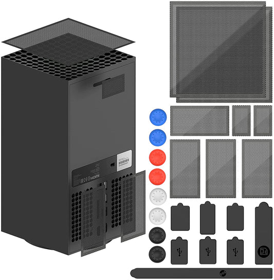 Dust Filter Cover for Xbox Series X with Rubber Dust Plugs, Top Case Vent Dust Proof Filter Cover, Silicone Dust Plugs and Thump Grip Caps for Xbox Series X - 2 Pack Sets  FYOUNG   