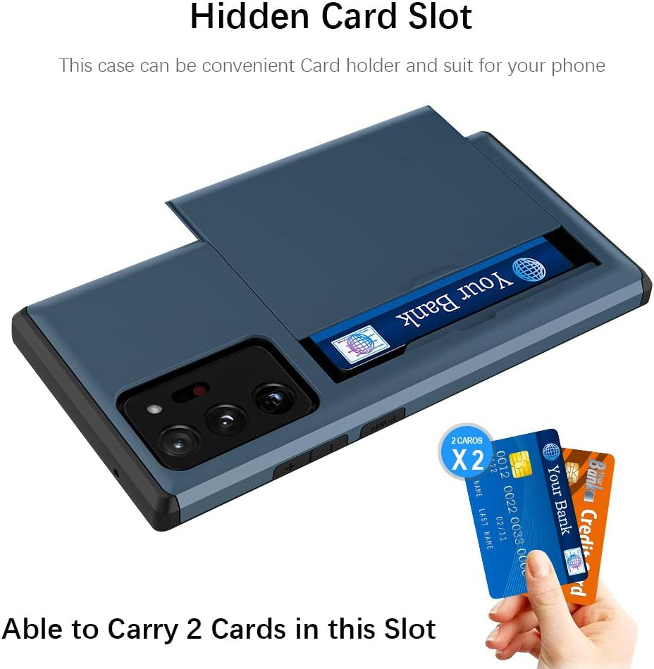 Note 20 Ultra Case, Jiunai Galaxy Note 20 Ultra Case Wallet Card Holder Back Cover Pocket Hybrid Dual Layer Protective Drop Protection anti Scratch Cell Phone Case for Samsung Galaxy Note20 Ultra Navy  Jiunai   