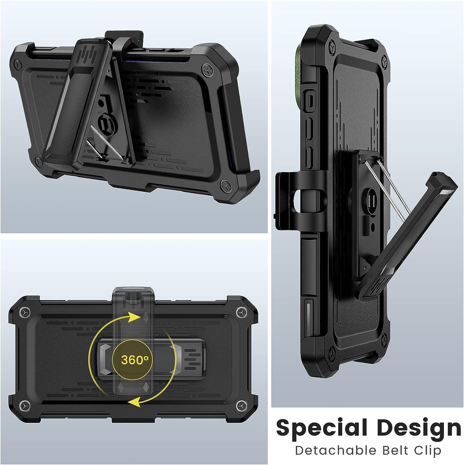 Caka for Iphone 14 plus Case with Belt-Clip Holster, Case for Iphone 14 plus with Slide Protective Camera Cover Built-In 360° Rotate Stand, Iphone 14 plus Phone Case 6.7 Inch -Green  Caka   