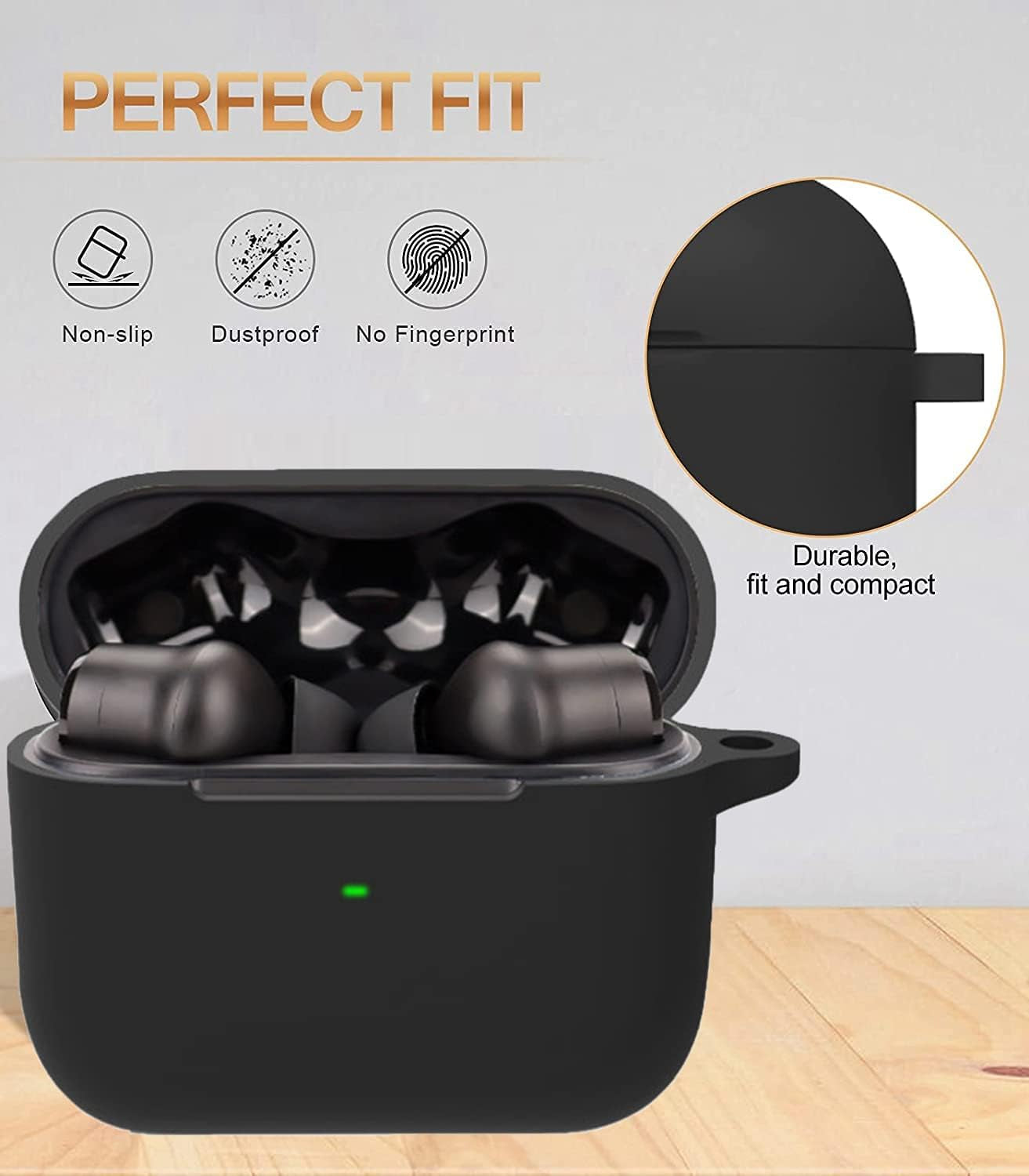 Compatible with Echo Buds 2 Case, Lamshaw Silicone Case Cover Easy Carrying Protective Case Cover Compatible with Echo Buds 2 (Black)  Lamshaw   