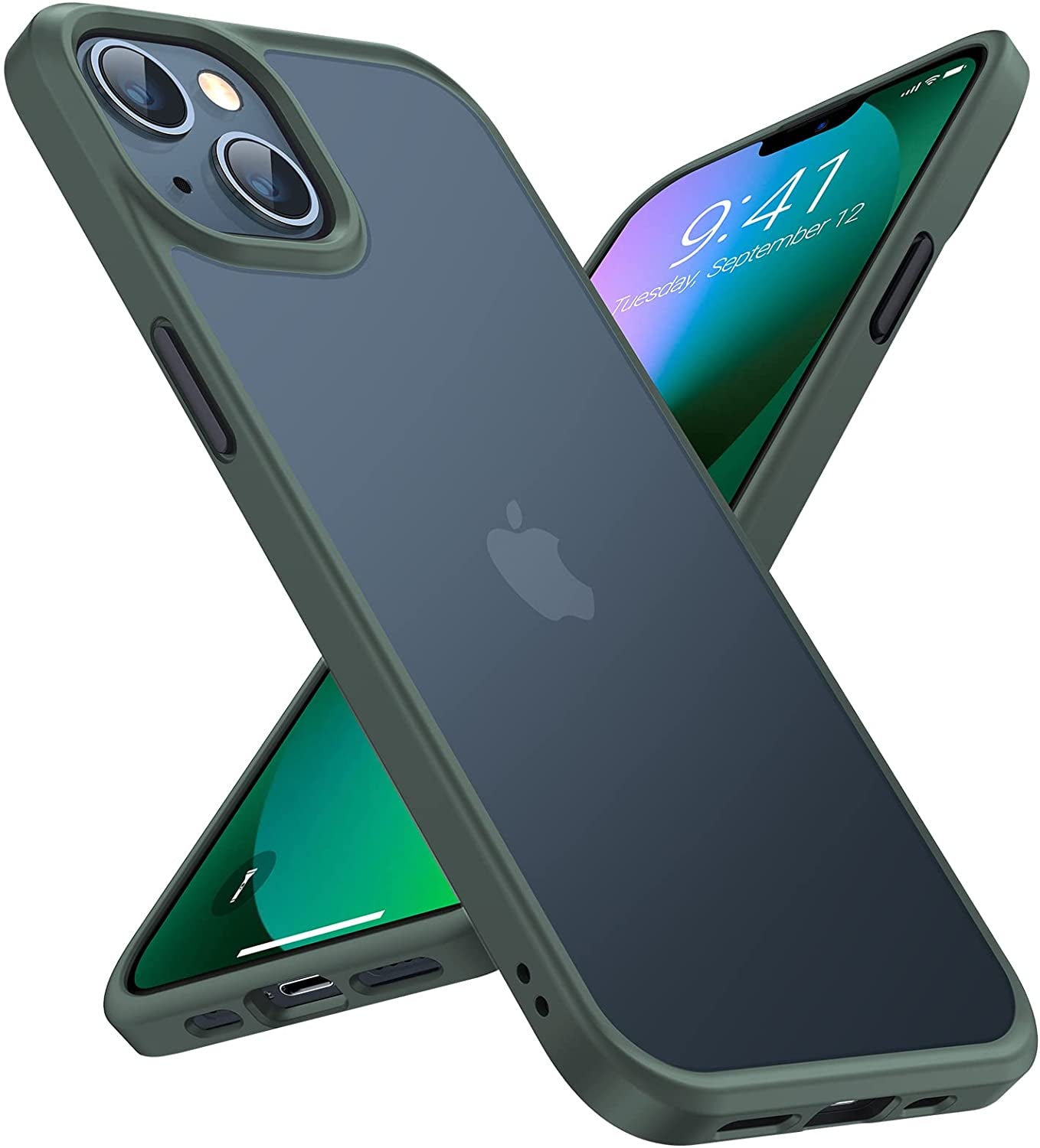 TORRAS Designed for Shockproof Iphone 13 Case/Iphone 14 Case, Military Grade Drop Tested, Shockproof Protective Hard Back Slim Case for Iphone 13 & Iphone 14 Case, Black-Guardian Series  TORRAS Alpine Green iPhone 14/13 (6.1'') 