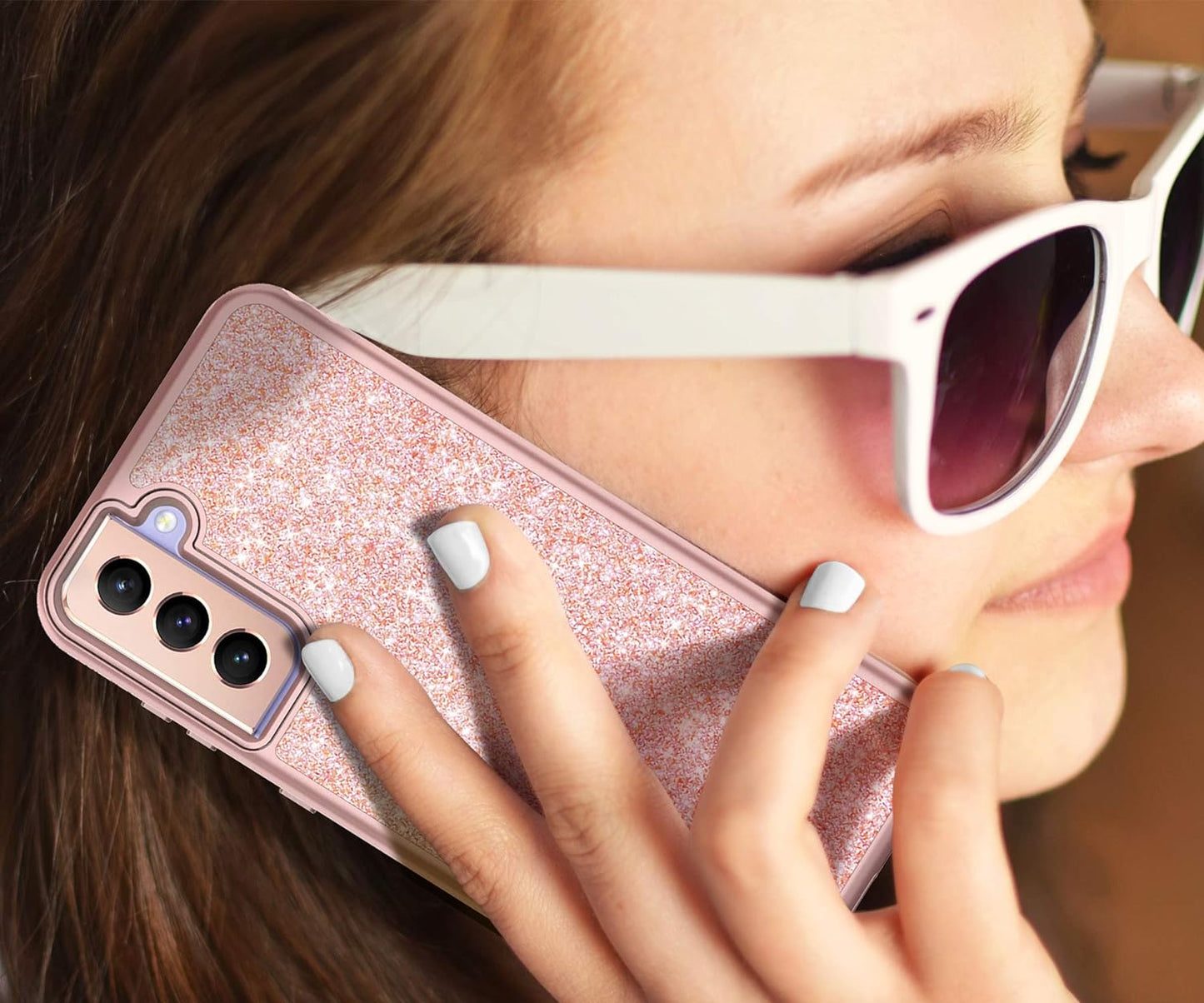 Coolwee Pink Full Protective Case for Galaxy S21 plus 5G Heavy Duty Hybrid 3 in 1 Rugged Shockproof Women Girls Transparent for Samsung Galaxy S21 plus 6.7 Inch Rose Gold  Coolwee   