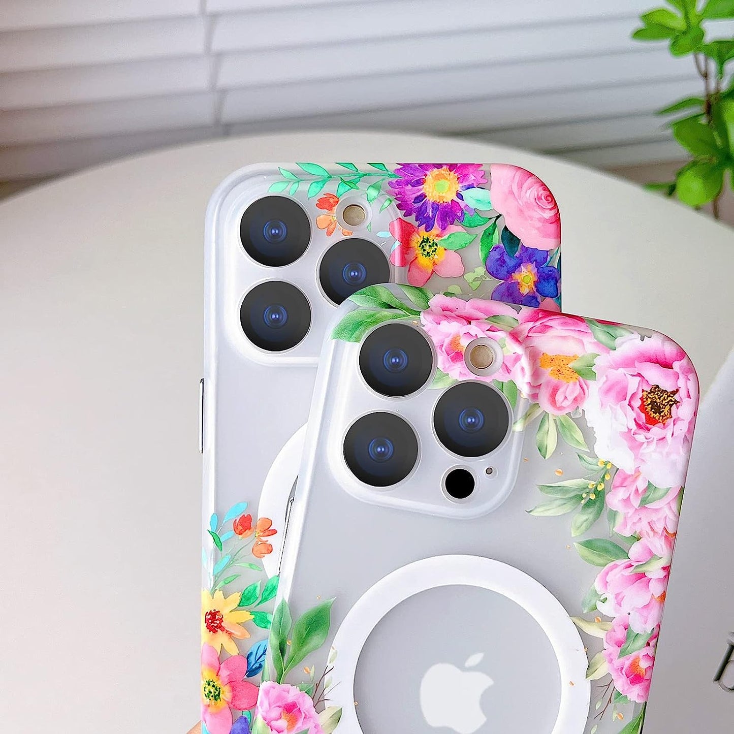 Yeddabox for Iphone 14 Pro Max Case Compatible with Magsafe, Floral Print Magnetic Translucent Matte Lens Camera Protection Flower Phone Case for Iphone 14 Pro Max for Women Girls - Pink  Yeddabox   