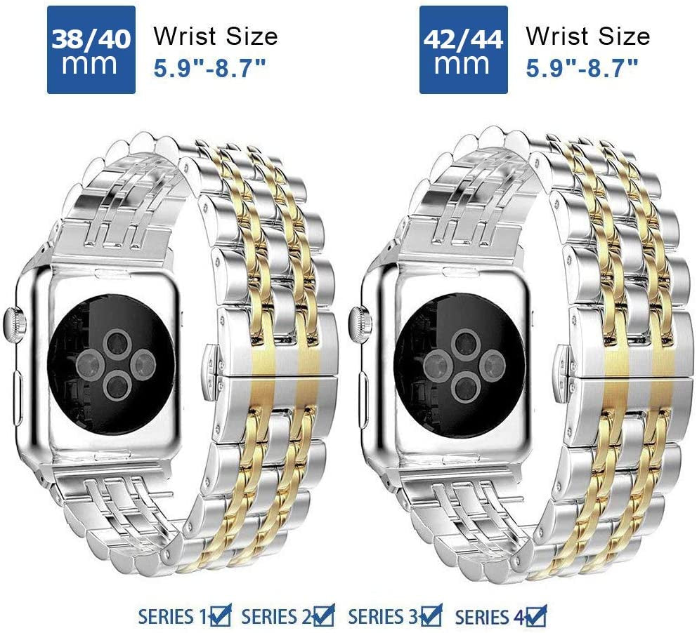 Amzaokay Band Compatible for Apple Watch Series Ultra SE Series 8 7 6 5 4 40Mm 41Mm 44Mm 45Mm 49Mm/ Series 3 2 1 38Mm 42Mm for Women Men,Stainless Steel Band for Iwatch Replacement Strap  AmzAokay   