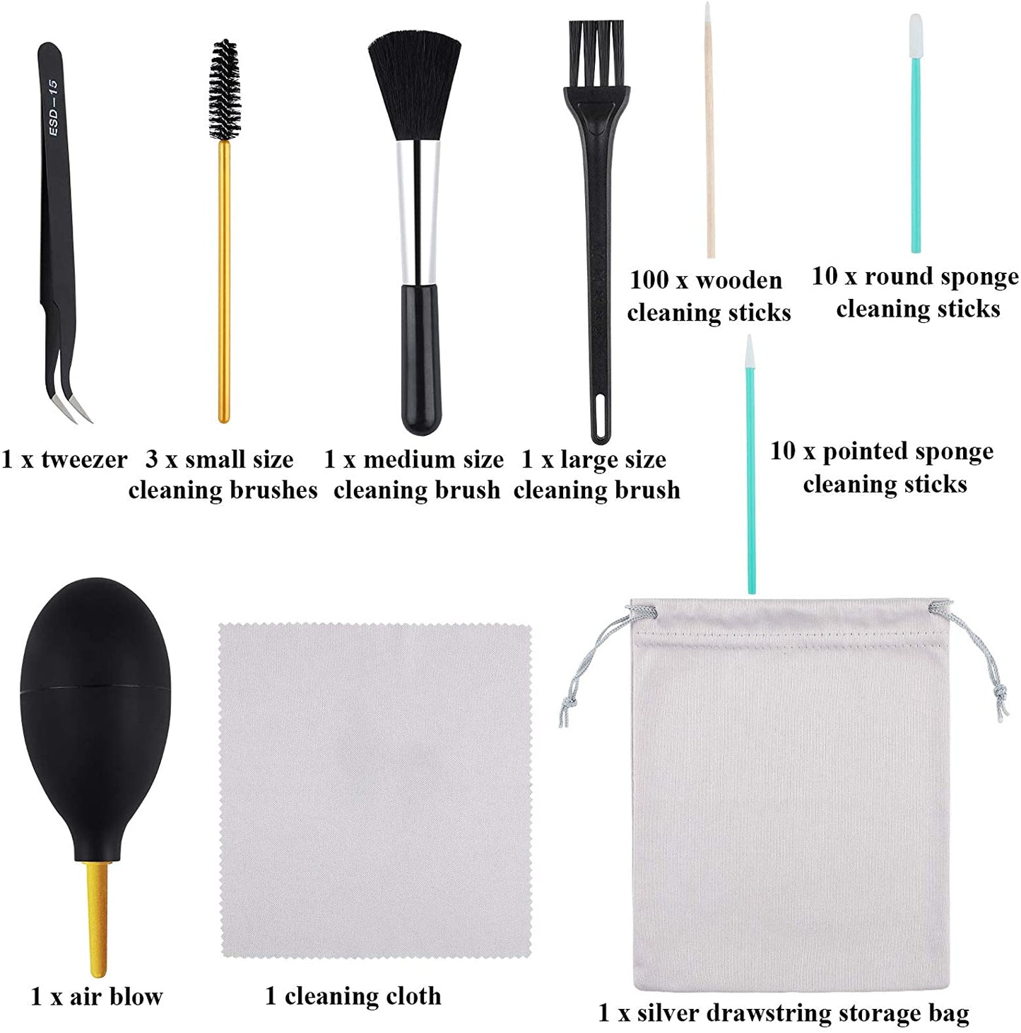 ADXCO 129 Pieces Cell Phone Cleaning Kit Camera Cleaning Kits USB Charging Port and Headphone Port Brush Set Compatible with Phone, Ios Android, Cell Phone, Electronics Cleaner  ADXCO   