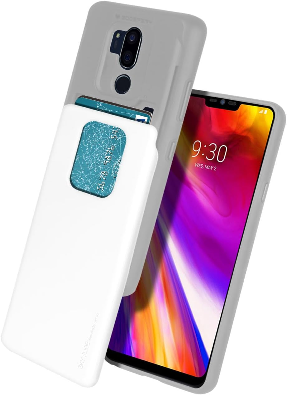 Mercury [Sliding Card Holder] Protective Dual Layer Bumper [TPU+PC] Cover with Card Slot Wallet for LG G7 Thinq (Red) LGG7-SKY-RED  Mercury White  