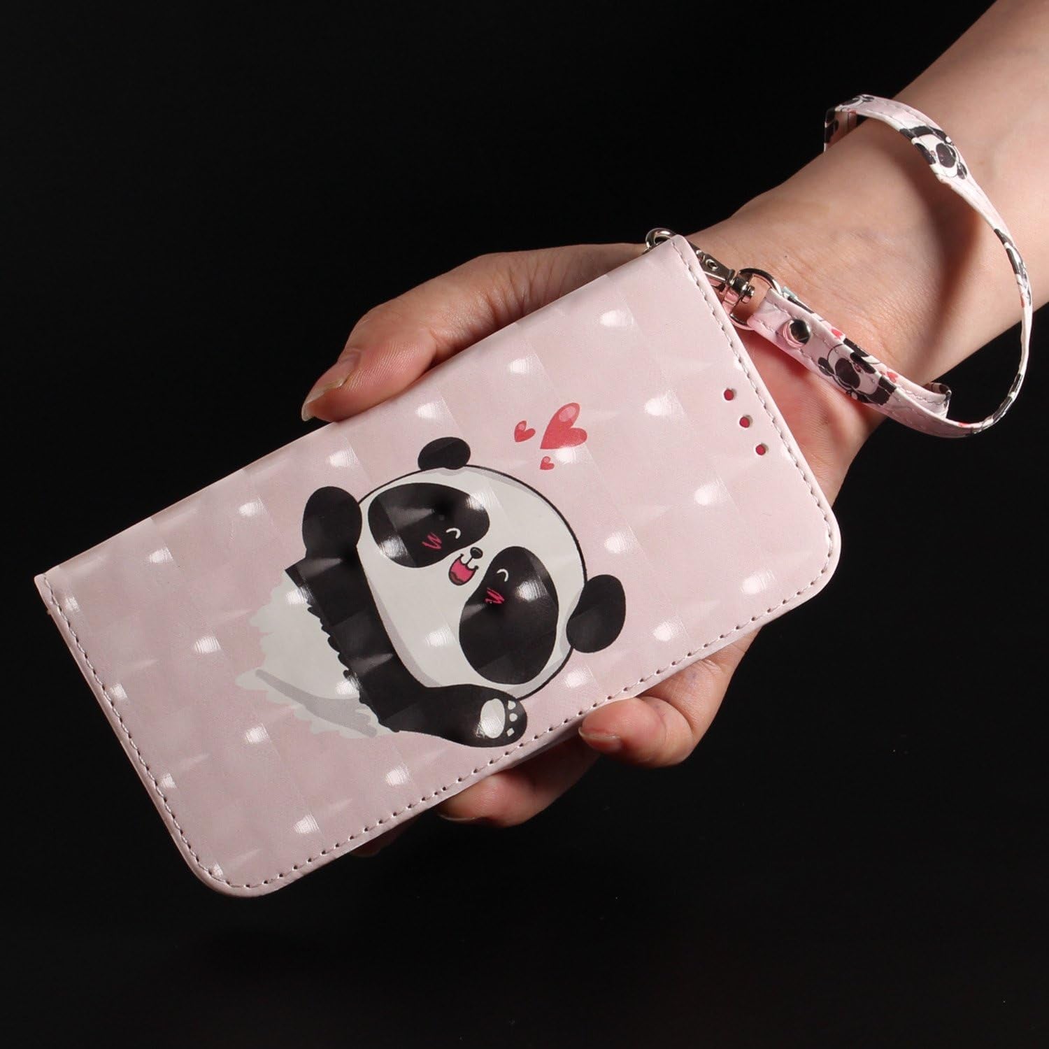 COTDINFORCA Compatible with LG G7 Thinq 2018 Case Wallet Premium PU Leather Case 3D Creative Painted Design Full-Body Protective Compatible with LG G7 / LG G7 Thinq. PU- Love Panda Pattern  COTDINFORCA   