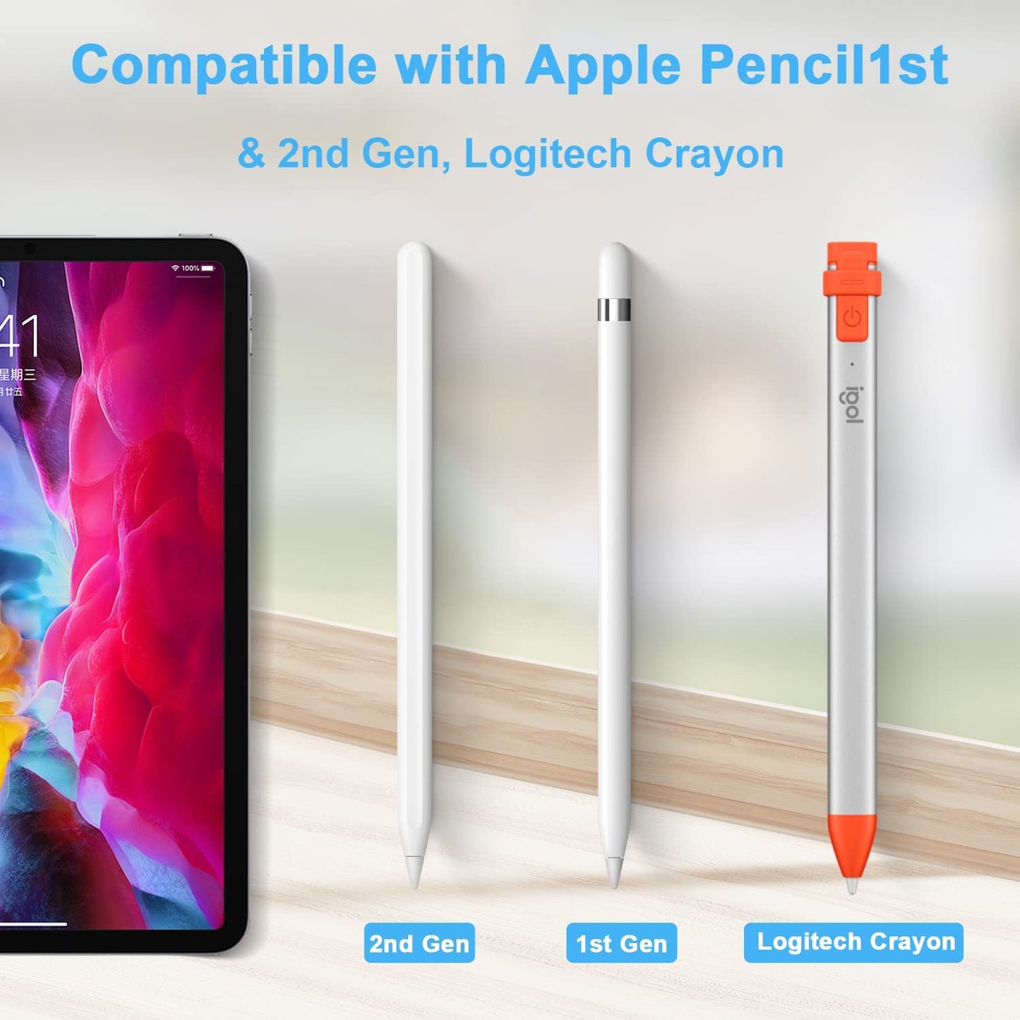 BLEBLE Replacement Tips for Apple Pencil 1St/2Nd Generation & Logitech Crayon, Fine Point Well Precision Control Apple Pencil Nibs for Ipad Pro/Air/Mini Pencil, 6 Pack, White  BLEBLE   