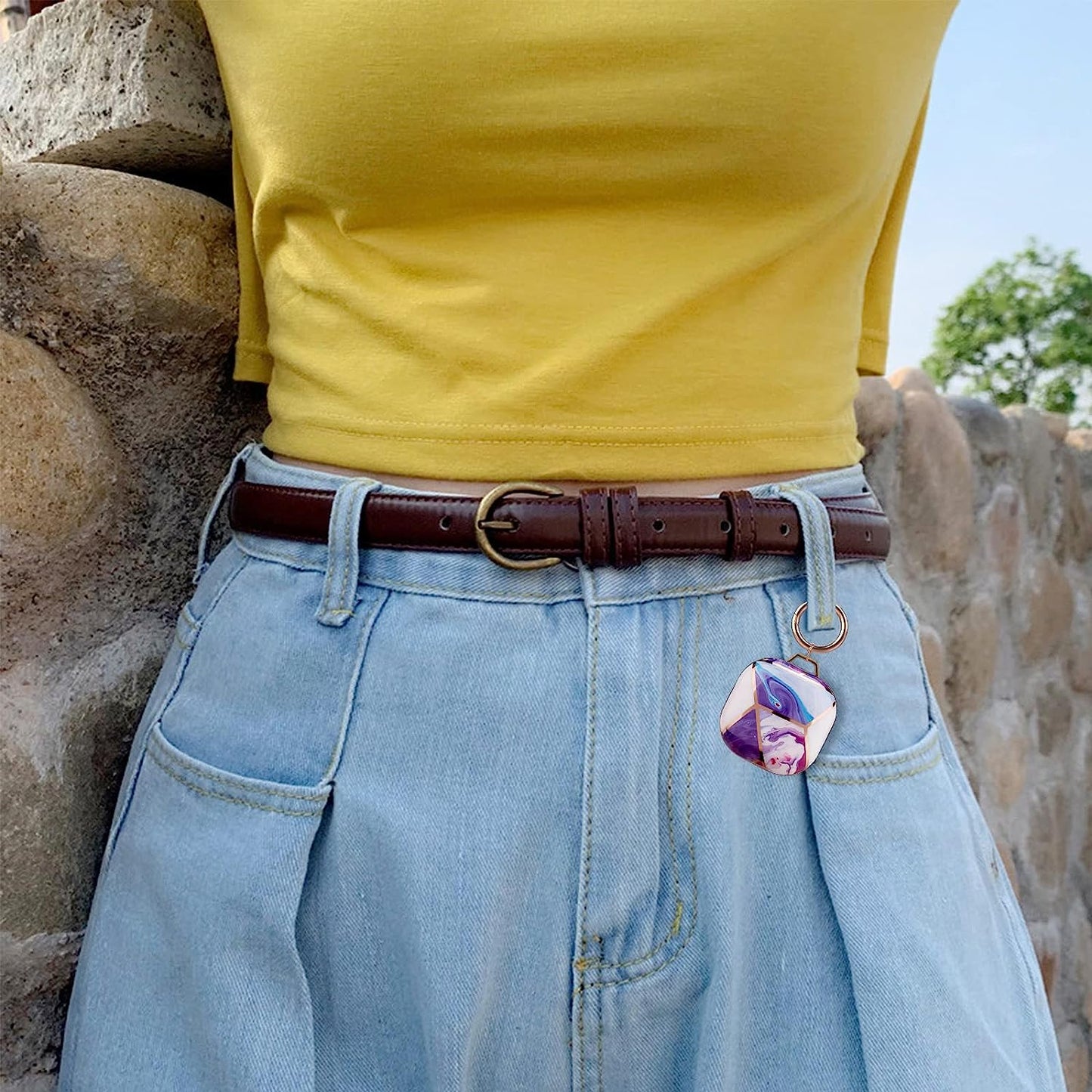 LJFLYXRI for Galaxy Buds 2 Pro Clear Hard PC Case Cover,Tpu Protective Case for Women Girls with Keychain Full Body Protective Cover for Samsung Galaxy Buds 2/Pro/2 Pro/Live Charging Box (Purple)  LJFLYXRI   