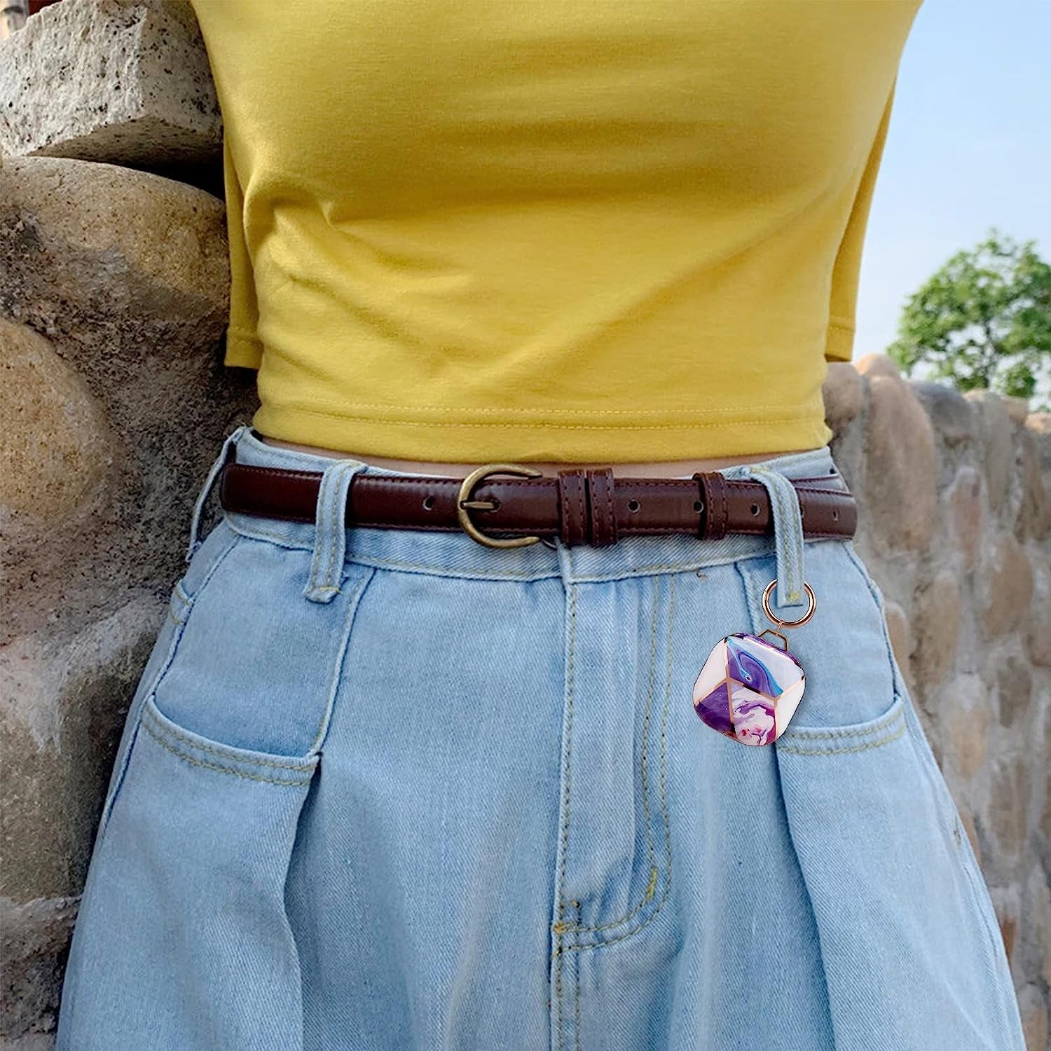 LJFLYXRI for Galaxy Buds 2 Pro Clear Hard PC Case Cover,Tpu Protective Case for Women Girls with Keychain Full Body Protective Cover for Samsung Galaxy Buds 2/Pro/2 Pro/Live Charging Box (Purple)  LJFLYXRI   