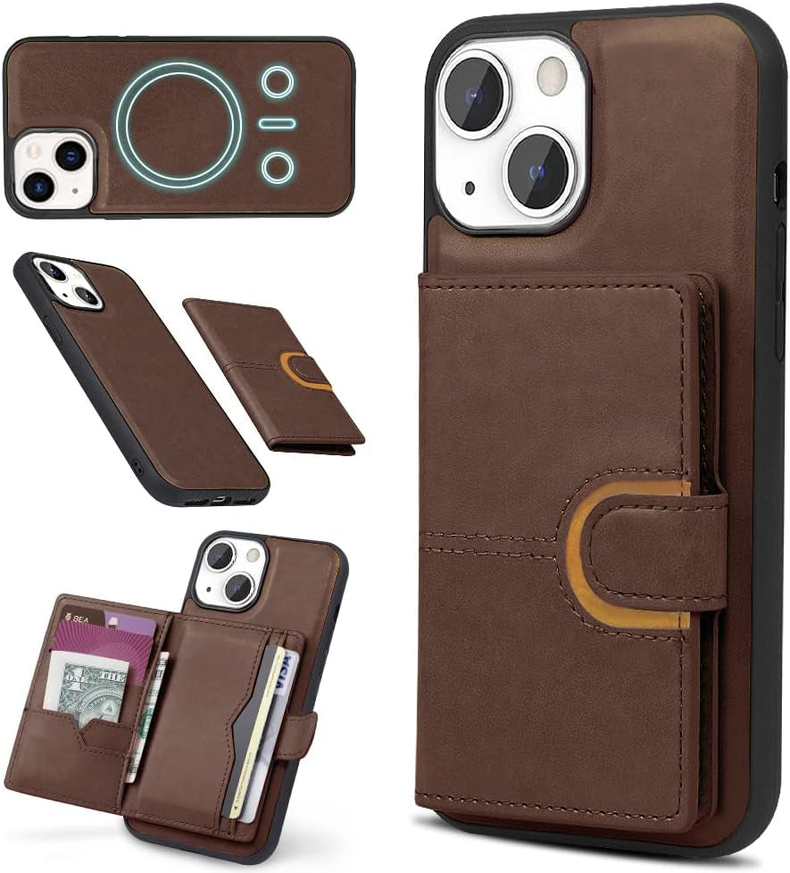 SONVICTY LIFE [2 in 1] Magnetic Wallet Case for Iphone 13 Pro Max, 6.7" TPU Leather Magsafe Case with Removable Wallet Card Holder, Compatible with Magsafe Accessories & Charging,Brown  SONVICTY LIFE Brown 6.1" For 13 