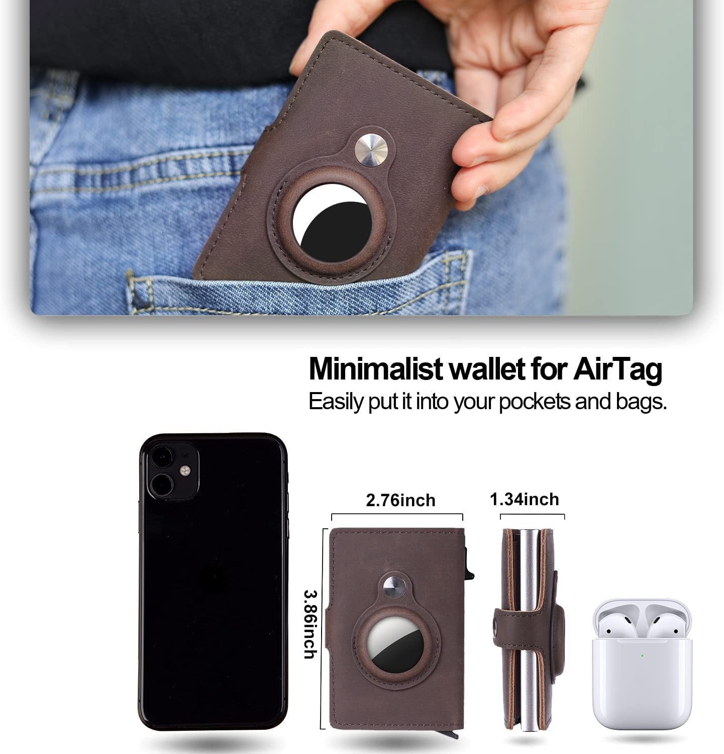 Guidemoh Airtag Wallet for Men,Slim RFID Mens Wallets with Money Clip Blocking Credit Card Holder for Men with Gift Box  Guidemoh   