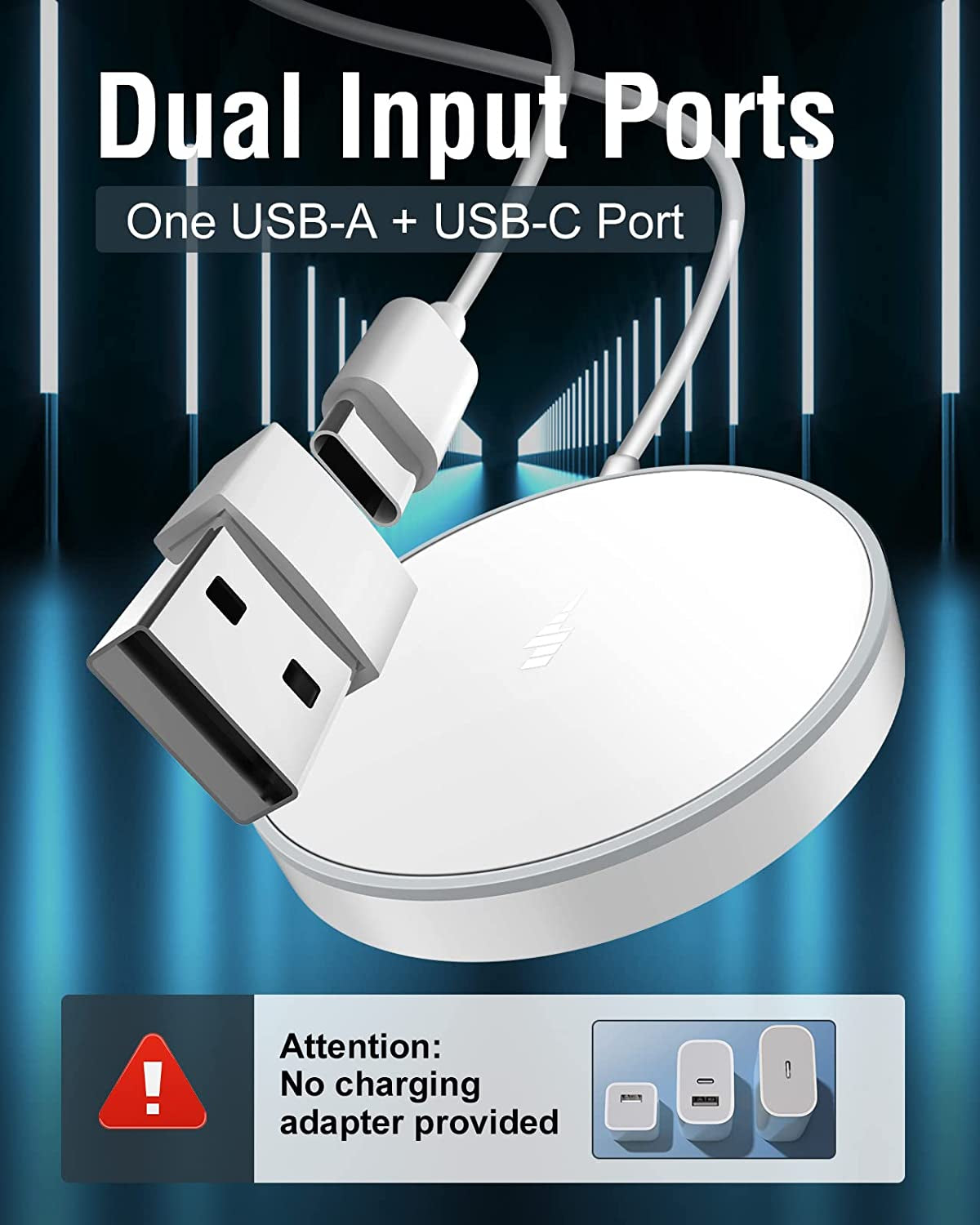 2 Pack Magnetic Wireless Charger Max 15W Fast Apple Mag-Safe Charger for Iphone 14/13/12 Pro/Max/Plus and Airpods 3/2/Pro Mag Safe Magnet Charging Pad with 5Ft Dual Charging Port Cable  Shenzhen USV Technology Co.,Ltd   