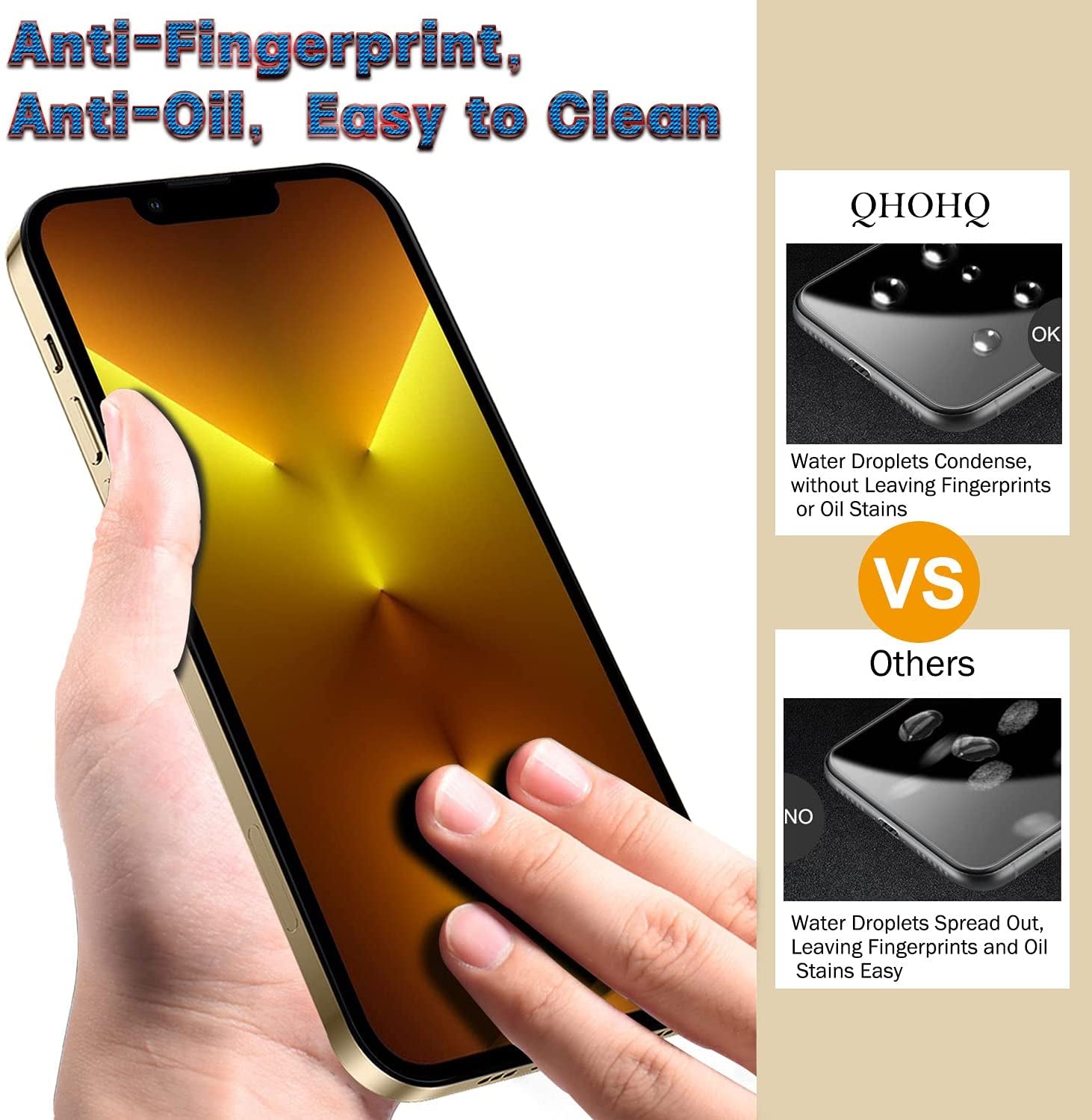 QHOHQ 3 Pack Screen Protector for Iphone 13 Pro 6.1 Inch with 3 Pack Tempered Glass Camera Lens Protector, Ultra HD, 9H Hardness, Scratch Resistant - Case Friendly [Not Fit Iphone 13 Pro Max 6.7"]  QHOHQ   