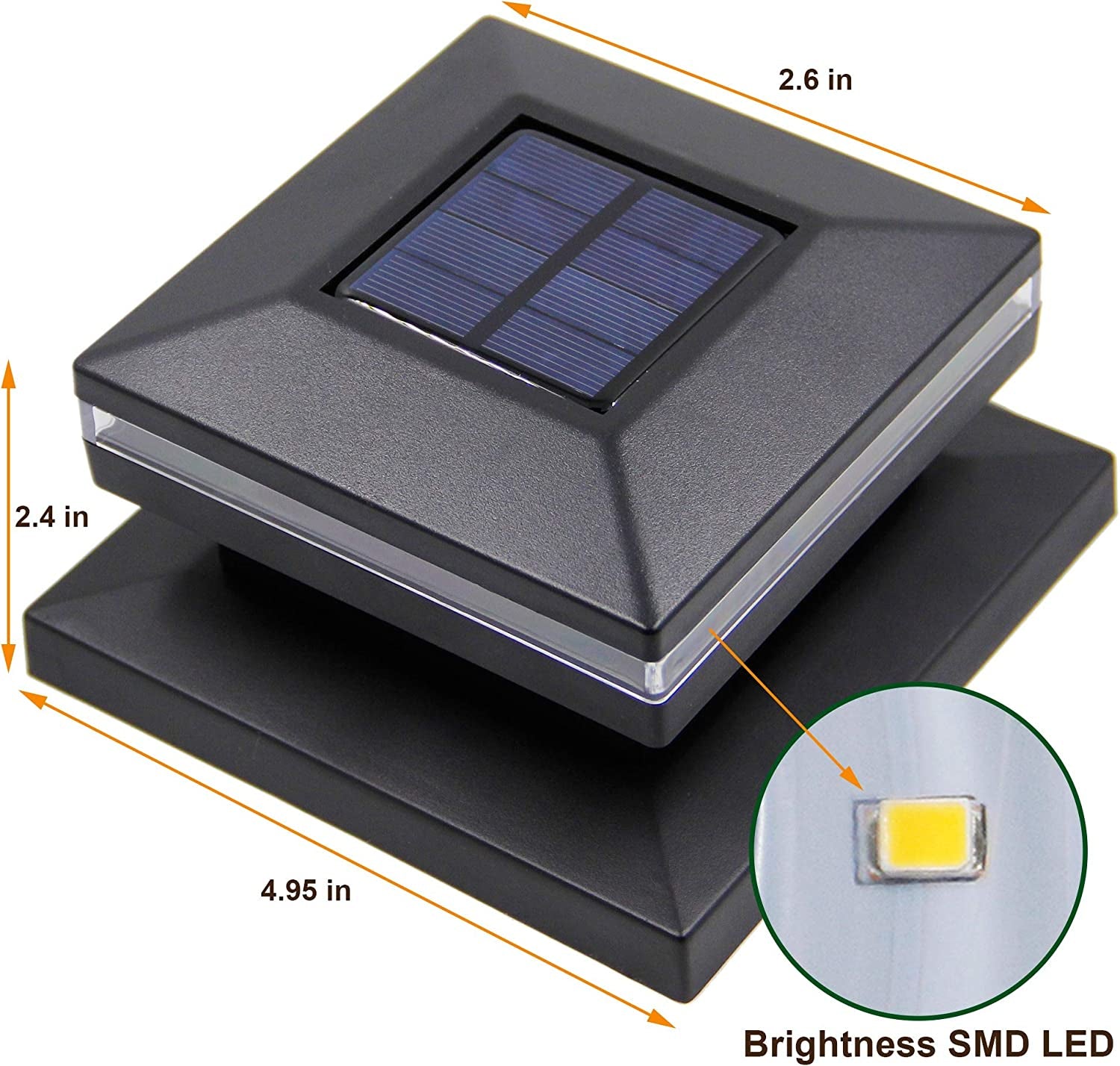 MAGGIFT 15 Lumen Outdoor Post Cap Light for Fence Deck or Patio, Warm White High Brightness SMD LED Lighting, Lamp Fits 4X4, 5X5 or 6X6 Wooden Posts, 6 Pack  MAGGIFT   