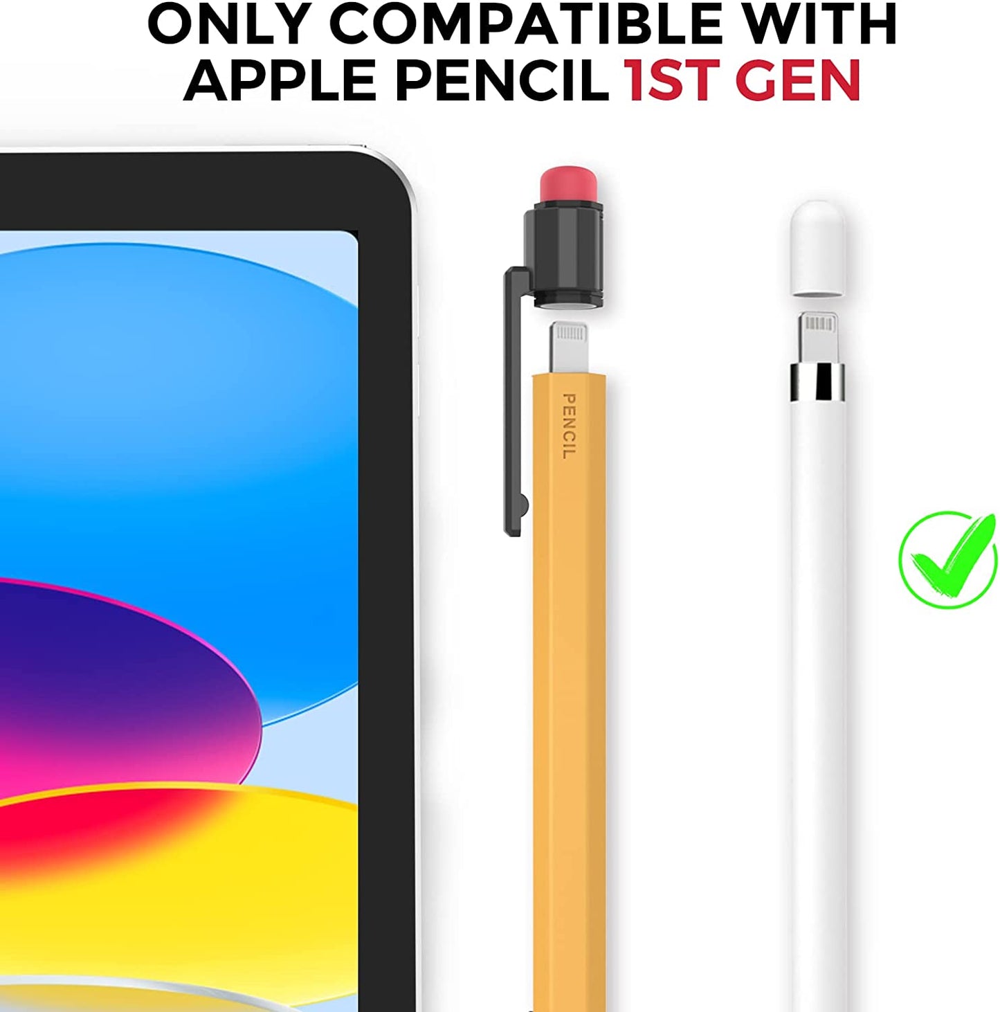 TRONWIN Ipencil Case for Apple Pencil 1St Generation Sleeve Silicone Protective Cover Perfect Grip Skin Classic Design with Sturdy Clip Compatible with Apple Pencil 1St Generation (Yellow)  TRONWIN   