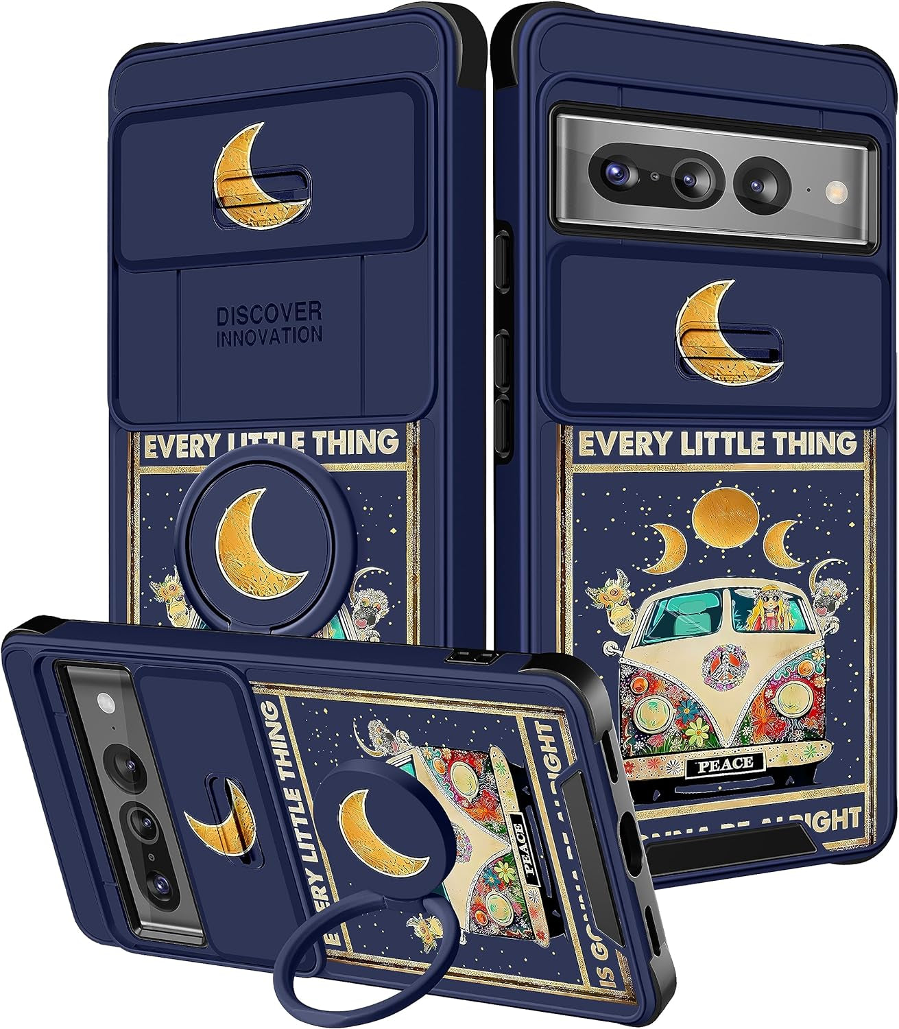 Funermei (2In1 for Google Pixel 7 Pro Case for Women Cute Butterfly Girls Phone Cover Girly Kawaii Aesthetic Butterfly Design with Camera Cover and Ring Stand Funda for Google Pixel Pro 7 Case  Funermei 5-For Pixel 7 Pro-Little Busl  