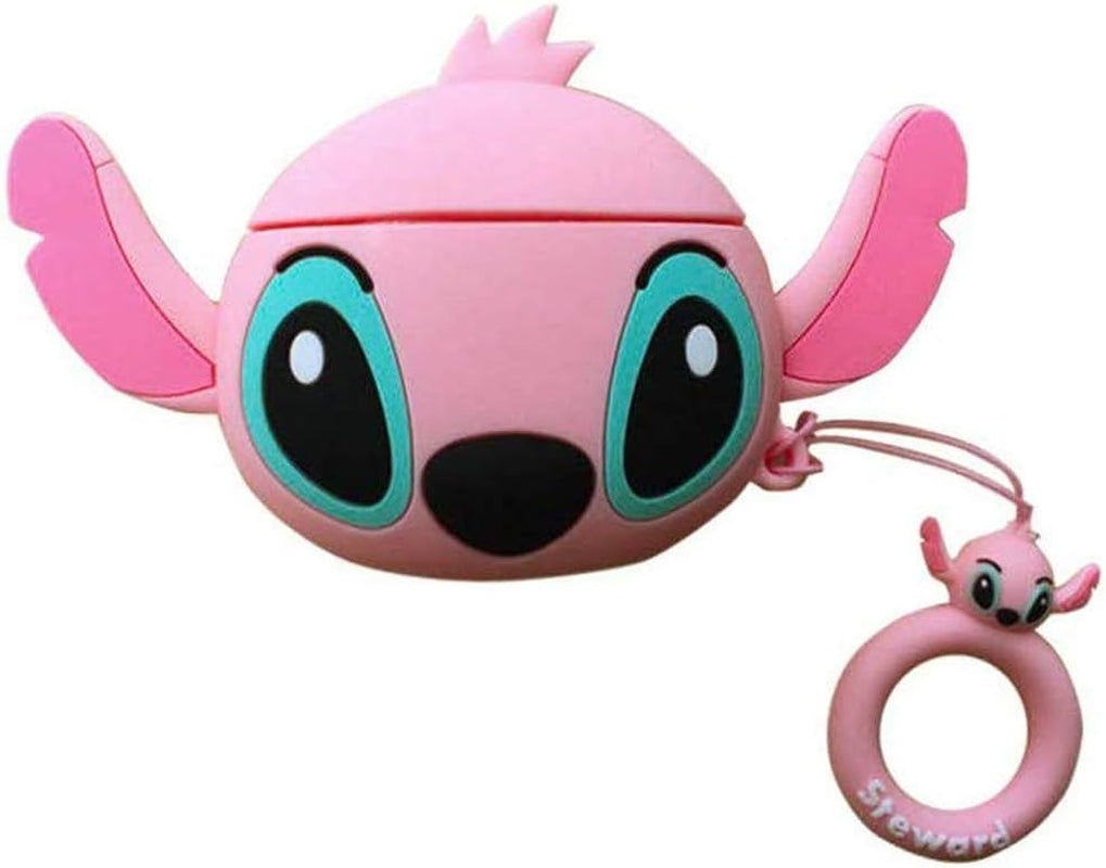 ZOSTLAND Wireless Earphone Case, Adorable Mouse Thick Soft Portable Keychain Finger Ring Protective Silicone Skin Cover Case Compatible with Apple Airpods Case 2&1 (Airpods 1/2,Mouse)  ZOEAST Pink Angel  