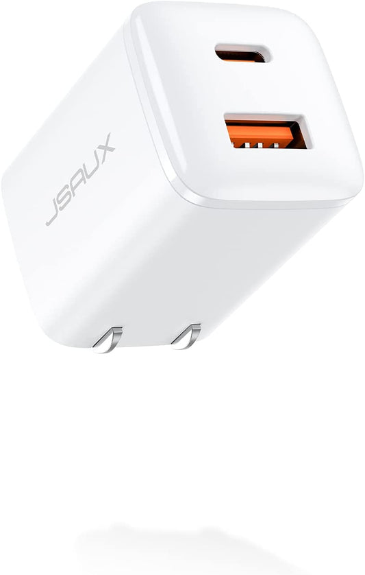 USB C Charger Block, JSAUX 20W Dual Port Fast Charger, USB Type C PD and QC 3.0 Foldable Wall Charger Plug Mini Adapter for Iphone 14 13 12 Pro Max SE, Apple Watch Series 7, Ipad Pro Air, Airpods  JSAUX   