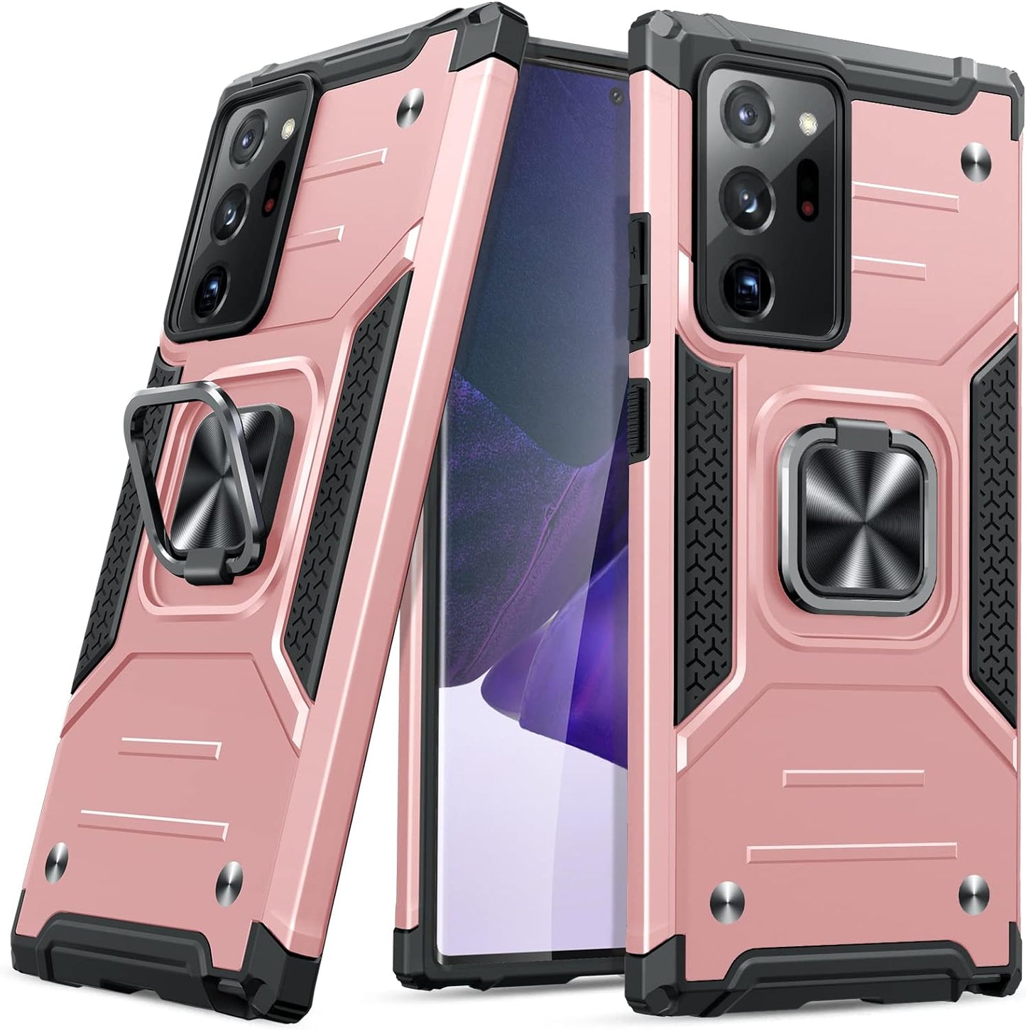 JAME for Samsung Galaxy Note 20 Ultra Case, Military-Grade Drop Protective Phone Case Cover for Note 20 Ultra, with Metal Ring Holder Kickstand for Galaxy Note 20 Ultra Case, Red  JAME Rose Gold  