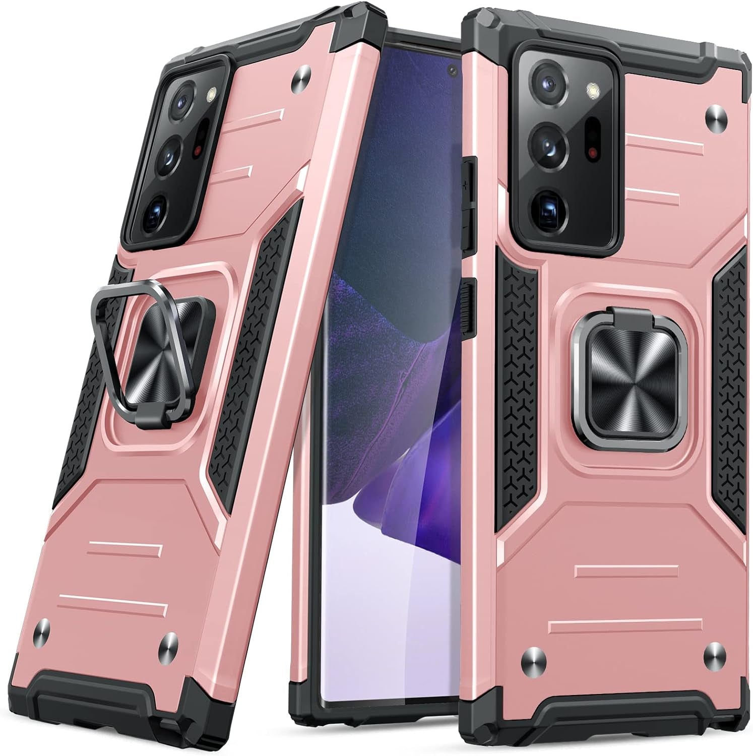 JAME for Samsung Galaxy Note 20 Ultra Case, Military-Grade Drop Protective Phone Case Cover for Note 20 Ultra, with Metal Ring Holder Kickstand for Galaxy Note 20 Ultra Case, Red  JAME Rose Gold  