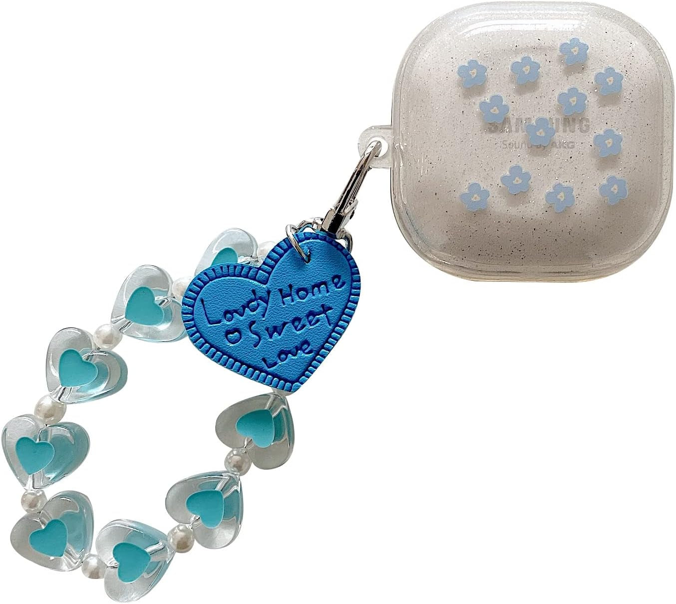 CASEVERSE Case for Samsung Galaxy Buds2 Pro/Galaxy Buds 2/Galaxy Buds Pro/Galaxy Buds Live, Cute Transparent Soft TPU Cover with Keychain for Girls Women  CASEVERSE Heart 4  