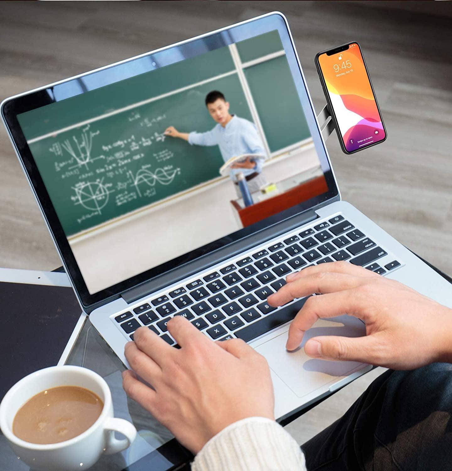 Precision Print Labs Side Mount Clip on Monitor Magnetic Laptop Phone Stand with Adjustable Cellphone Holder Computer Extension Bracket for Iphones and Smartphones  Precision Print Labs   