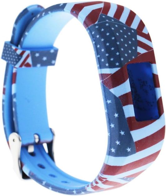 Ruentech Replacement Bands for Garmin Vivofit Jr.2, Colorful Adjustable Wristbands with Secure Watch-Style Clasp Strap Compatible with Garmin Vivofit Jr 2 and Vivofit Jr (For Kids) (Flag)  RuenTech   