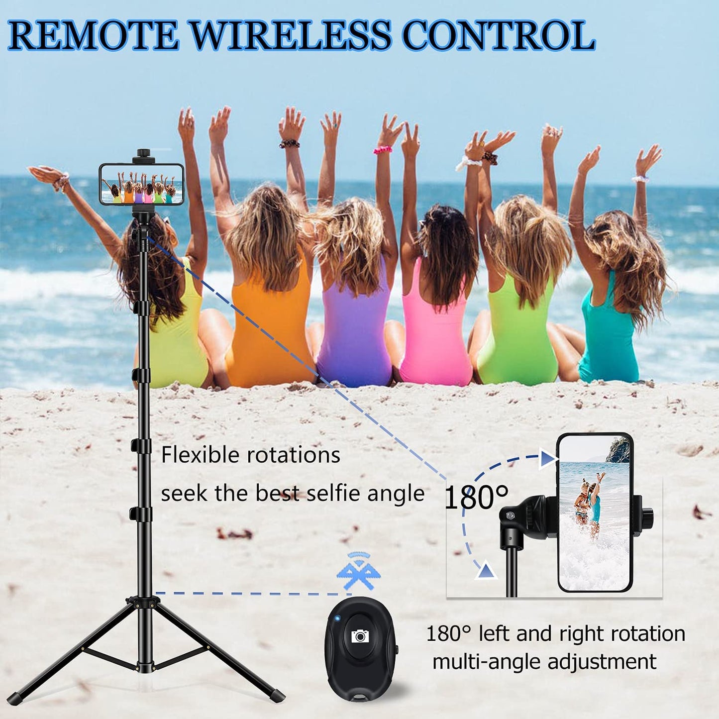 Selfie Stick Tripod, 64 Inch Extendable Tripod Stand Phone Tripod Camera Tripod Wireless Remote Shutter Compatible with Iphone 13 12 11 Pro Xs Max Xr,Android/Cameras  Alptoy   