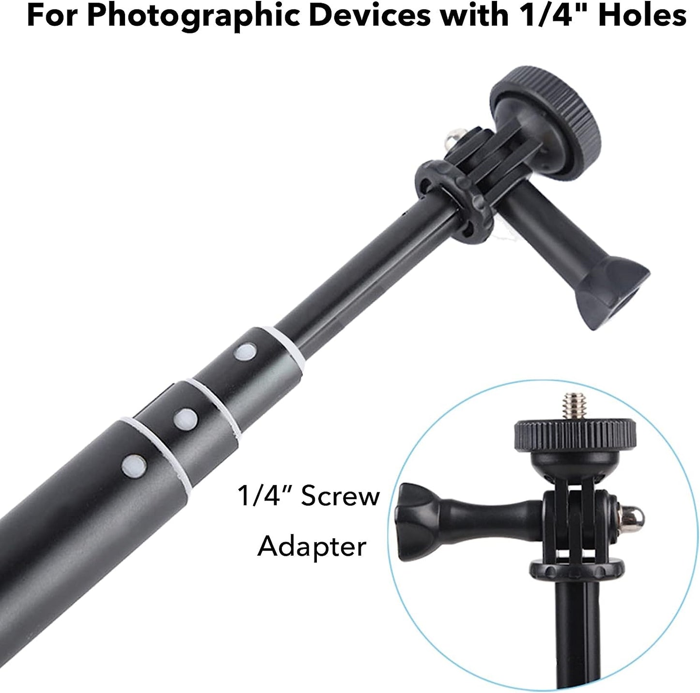 Homeet 36" Telescopic Action Camera Selfie Stick Expandable Handheld Pole Monopod with 1/4 Inch Adapter for Action Cameras  Homeet   