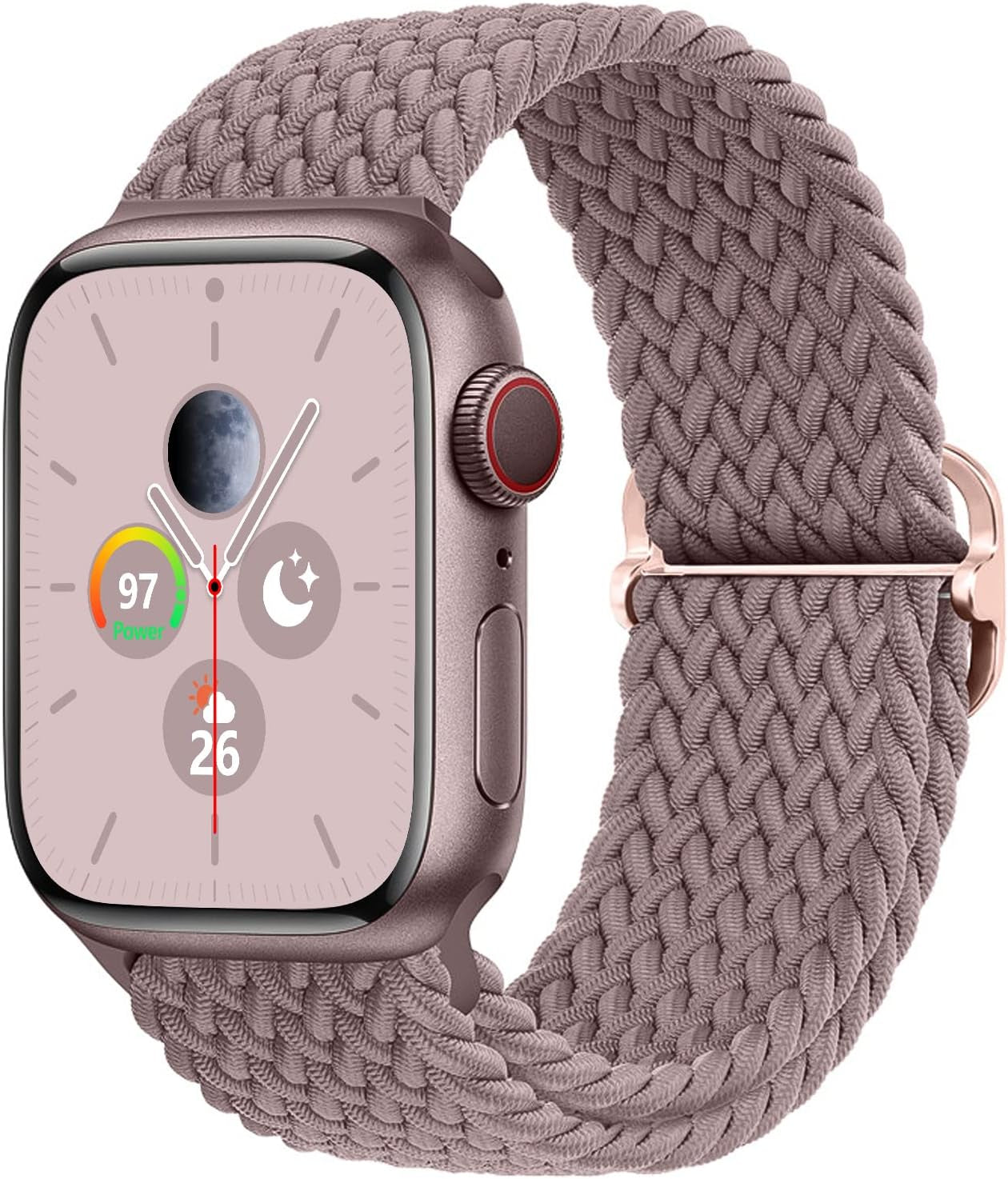 Stretchy Braided Solo Loop Compatible with Apple Watch Bands 38Mm 40Mm 41Mm 42Mm 44Mm 45Mm for Women Men Adjustable Straps Elastic Sport Wristbands for Iwatch Series 8 7 6 SE 5 4 3 2 1 Ultra  MBNIBNVT Smoke Violet 38/40/41MM 