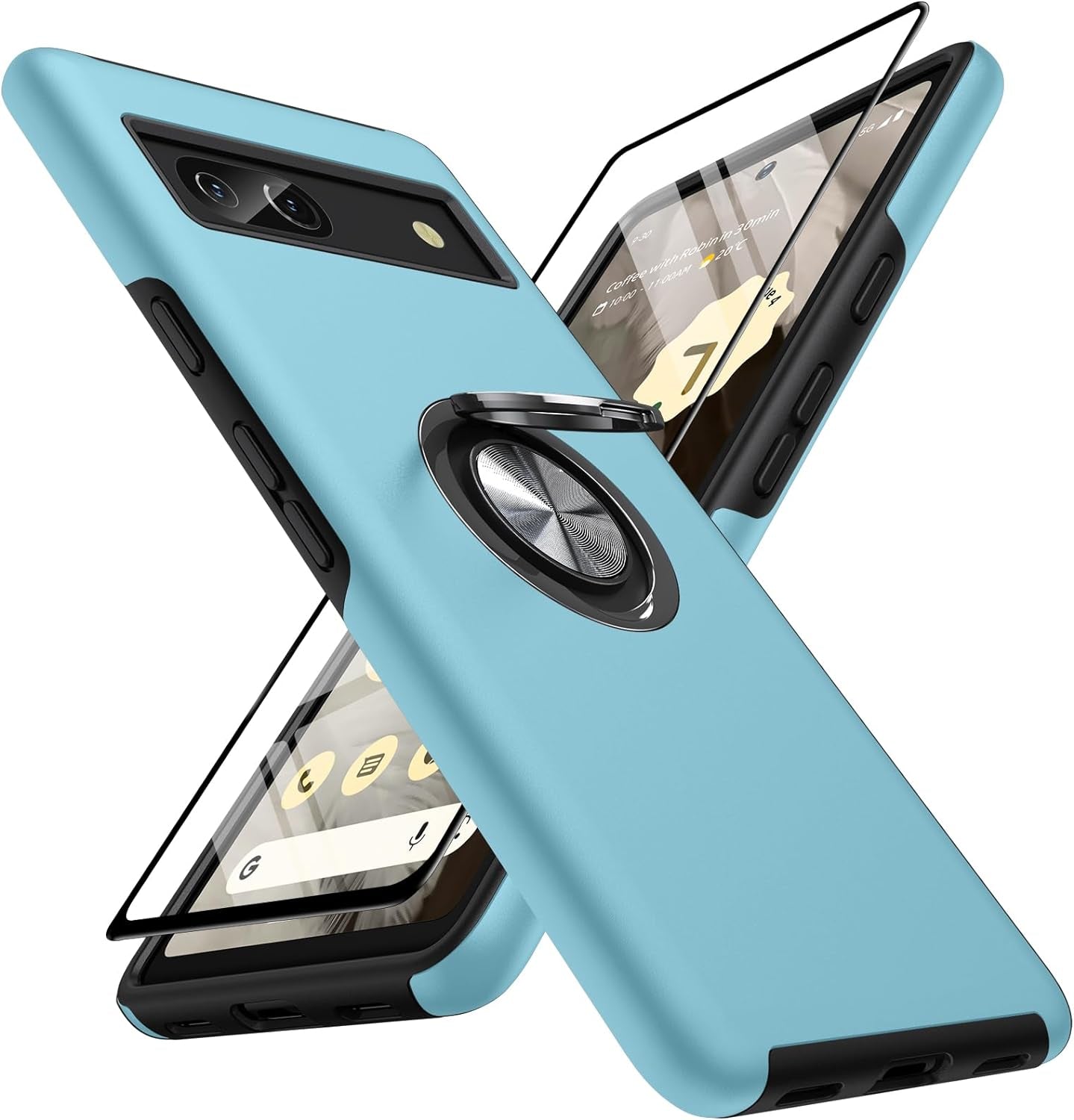 AOUIA Case for Pixel 7A 6.1 Inch, with 1Pcs Tempered Glass Screen Protector, [TPU+PC] Shockproof Protection Dual Layer Case for Google Pixel 7A, Purple  AOUIA Sky Blue  