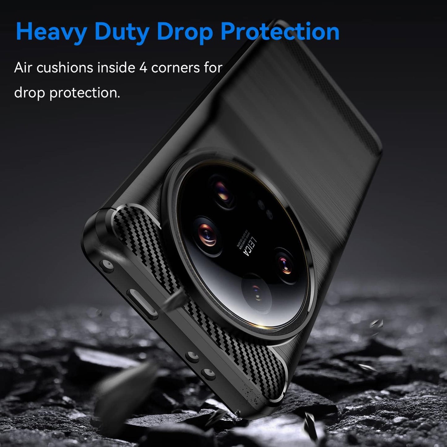 Cruzerlite Case Compatible with Xiaomi Mi 13 Ultra Case, Carbon Fiber Texture Design Cover Anti-Scratch Shock Absorption Made for Xiaomi Mi 13 Ultra Case (2023) (Black)  13 Ultra   