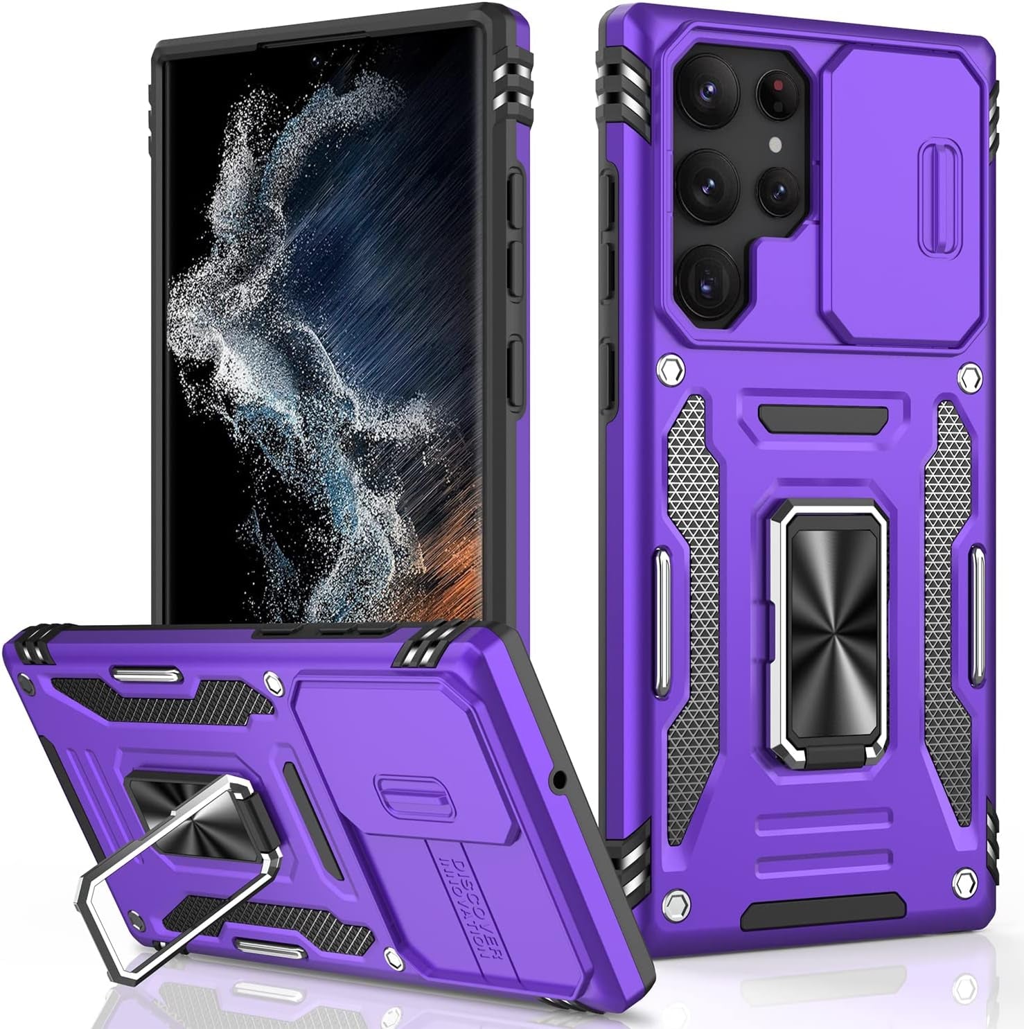 LUMARKE Galaxy S22 plus Case with Camera Cover,Samsung S22 plus Cover Pass 16Ft Drop Test Military Grade Heavy Duty Protective Phone Case with Kickstand for Samsung Galaxy S22 plus Black  LUMARKE Purple Galaxy S22 Ultra 6.8''-L 