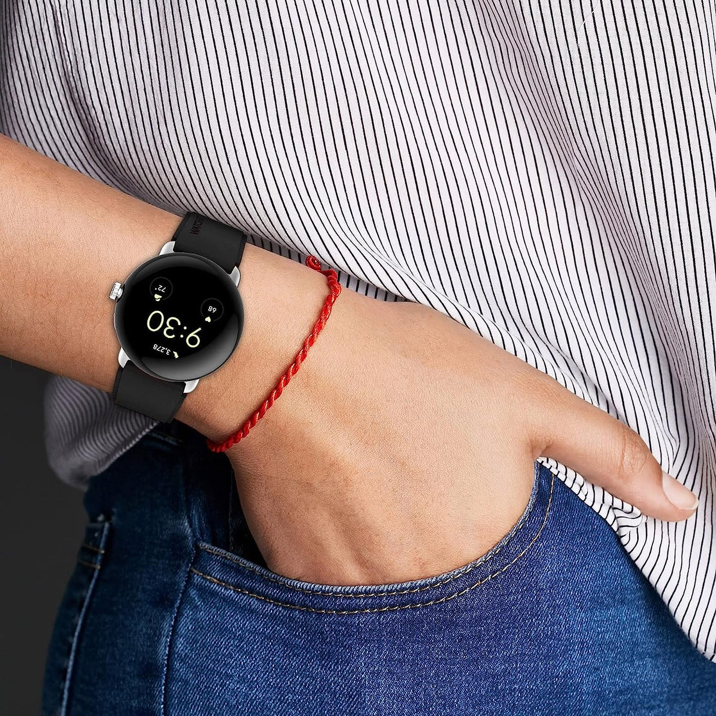 Miimall Compatible for Google Pixel Watch Bands, Pixel Watch Band for Men Women, Waterproof Soft Silicone Strap, Lightweight Sport Wristband Strap for Google Pixel Watch (Black)  Miimall   