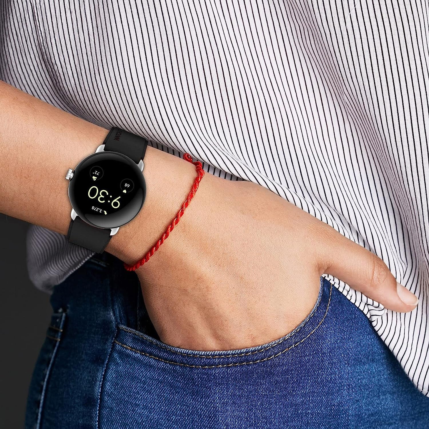 Miimall Compatible for Google Pixel Watch Bands, Pixel Watch Band for Men Women, Waterproof Soft Silicone Strap, Lightweight Sport Wristband Strap for Google Pixel Watch (Black)  Miimall   