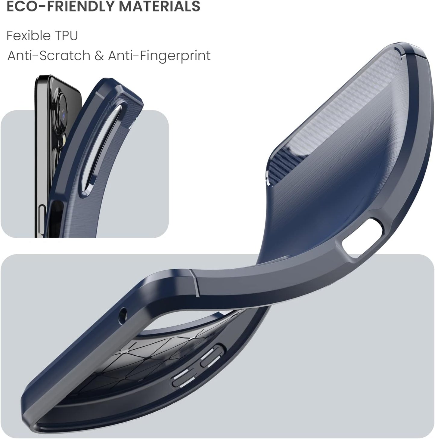 Dretal for Oneplus Nord N30 5G Case with Tempered Glass Screen Protector, Shock-Absorption Brushed Flexible Soft TPU Carbon Fiber Protective Cover for Oneplus Nord N30 5G (Ls-Navy)  Dretal   