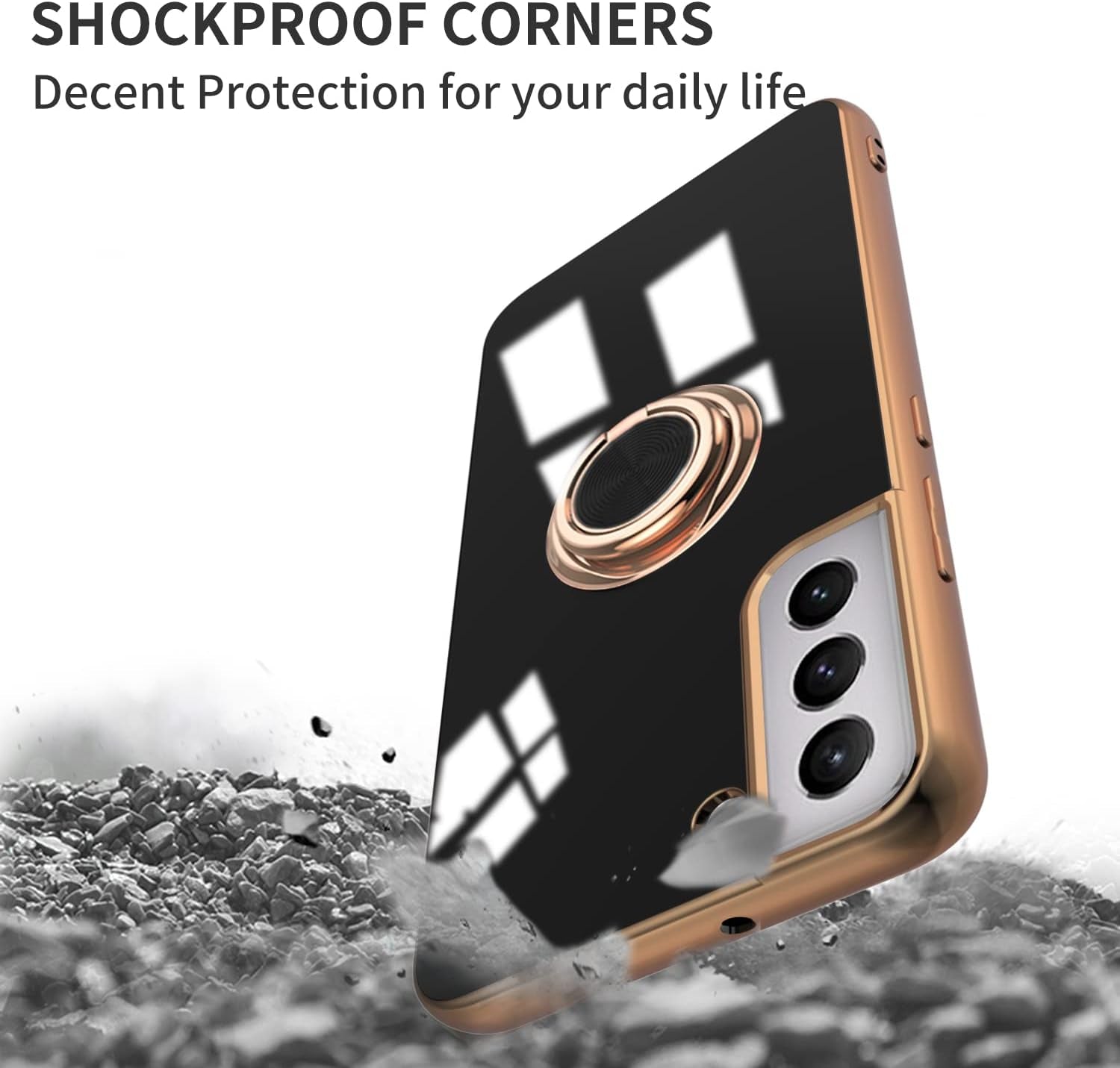 Tnarru Compatible for Samsung Galaxy S22 plus Case with Ring Holder Kickstand [With Magnetic] Soft TPU Shockproof Electroplated Protective Phone Case for Galaxy S22+ 5G Black  Tnarru   