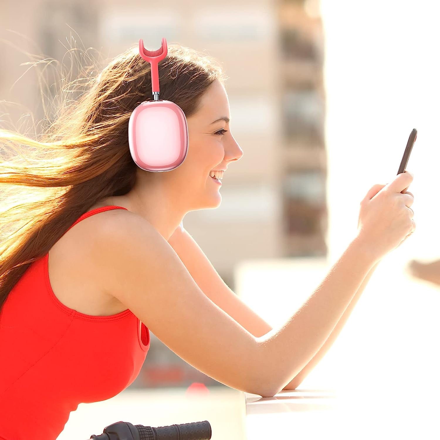 OOTSR Clear Case Cover for Airpods Max, Soft TPU Clear Anti-Scratch Protective Cover for Airpod Max,Transparent Accessories Skin Protector for Airpods Max Headphones（Pink）  OOTSR   