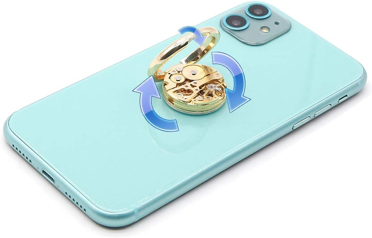 Mechanical Phone Ring Holder,Phone Holder Grip Ring Stand，Adjustable Kickstand，Finger Ring Stand 360°Rotation Metal Phone Ring Grip Kickstand Compatible with All Smartphone (Gold)  F&M Four Monsters   