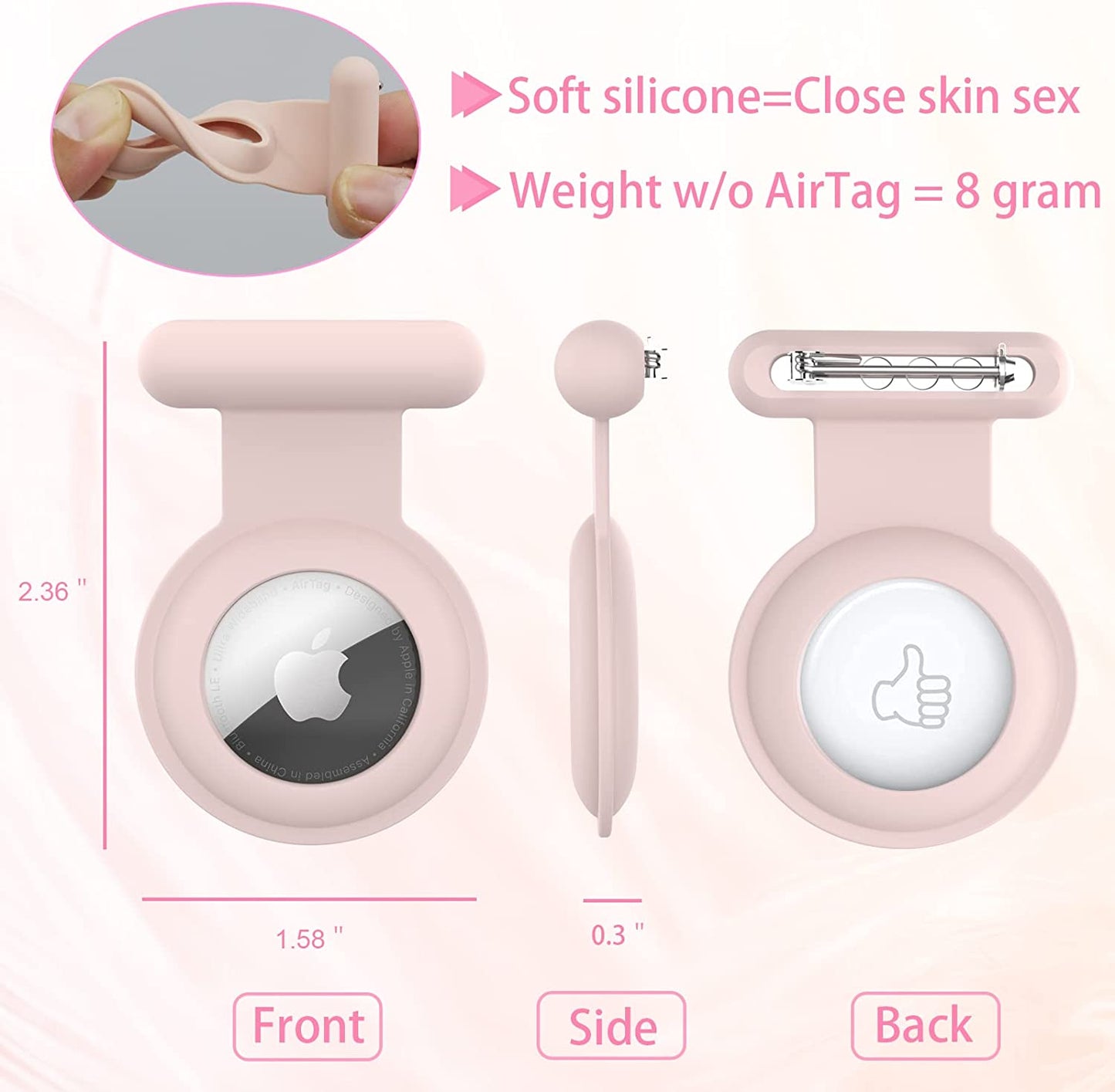 HLHGR Airtag Case Holder for Kids,Hidden Apple Air Tag Holder for Kids -Elderly Pet Clothing Safer Easy to Keep Hidden Pink…  HLHGR   